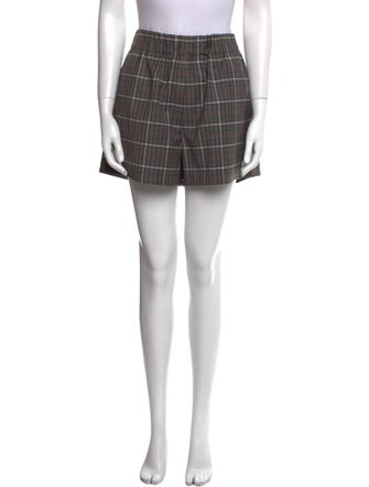 Tibi Plaid Print Mini Shorts