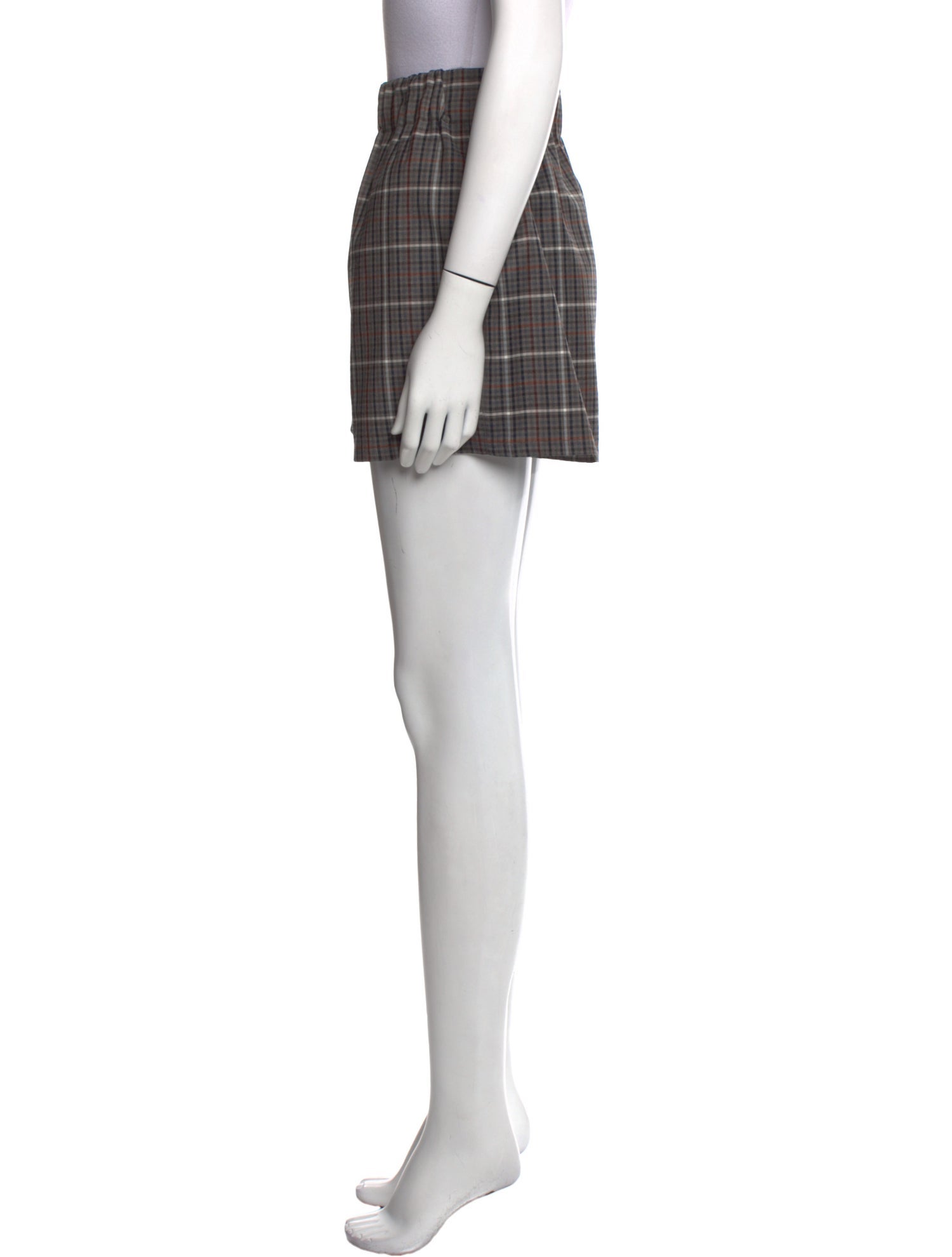 Tibi Plaid Print Mini Shorts