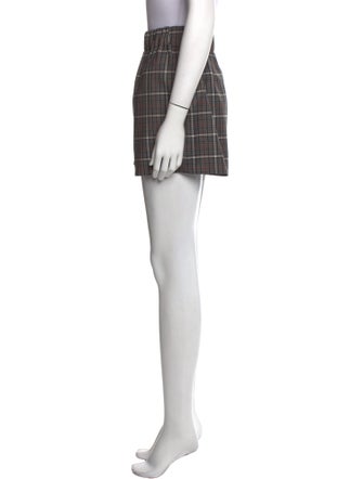 Tibi Plaid Print Mini Shorts