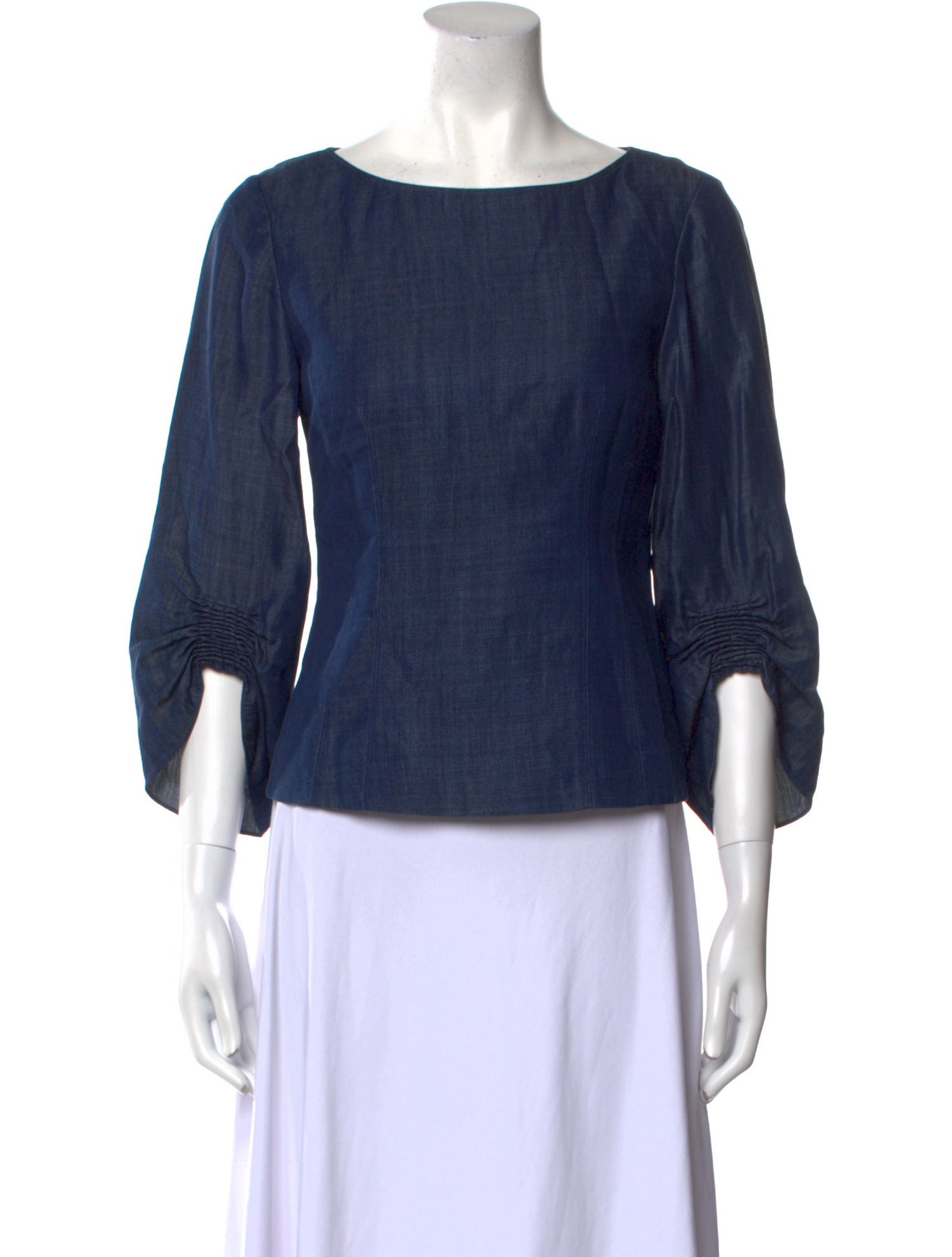 Tibi Bateau Neckline Three-Quarter Sleeve Blouse