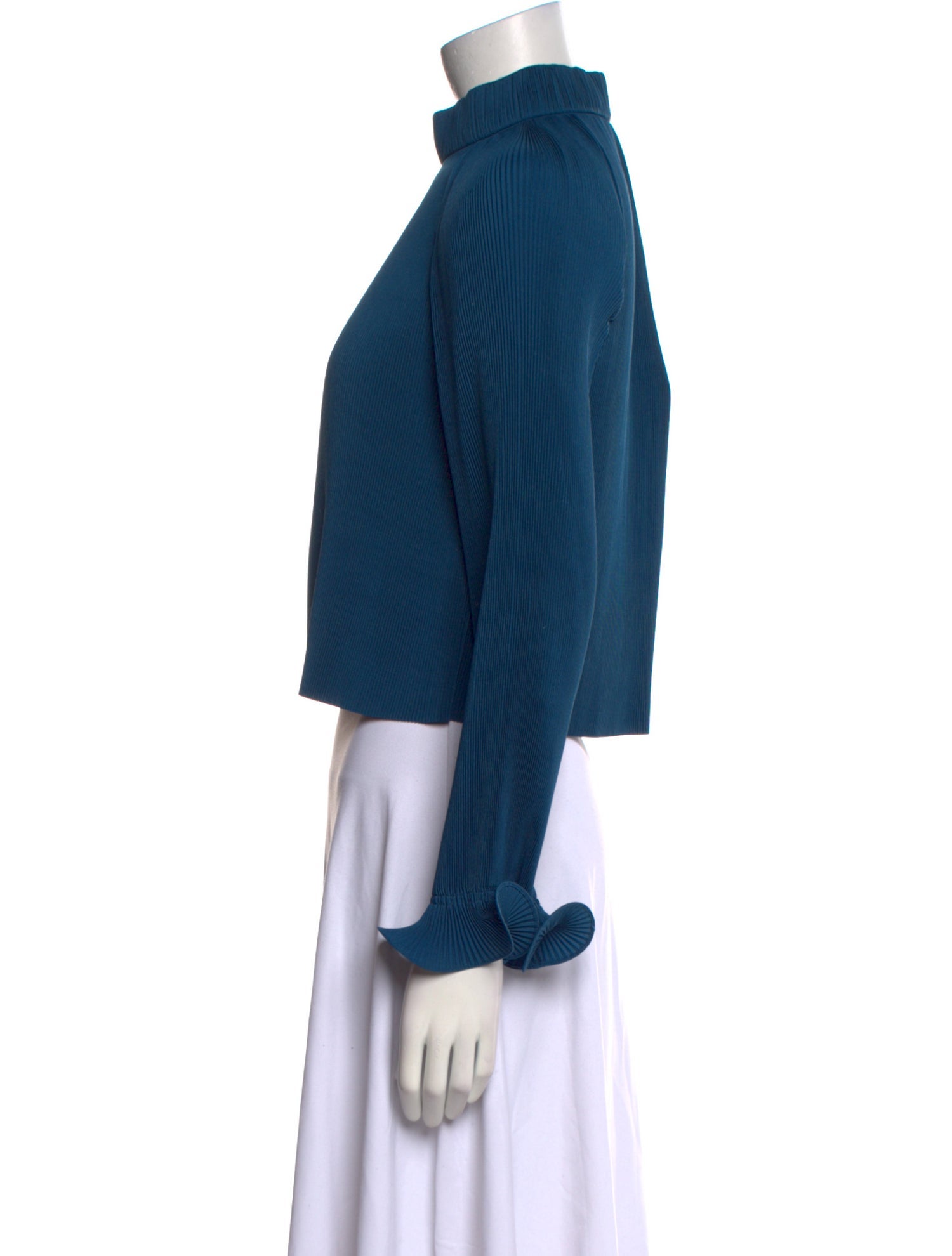 Tibi Mock Neck Long Sleeve Crop Top