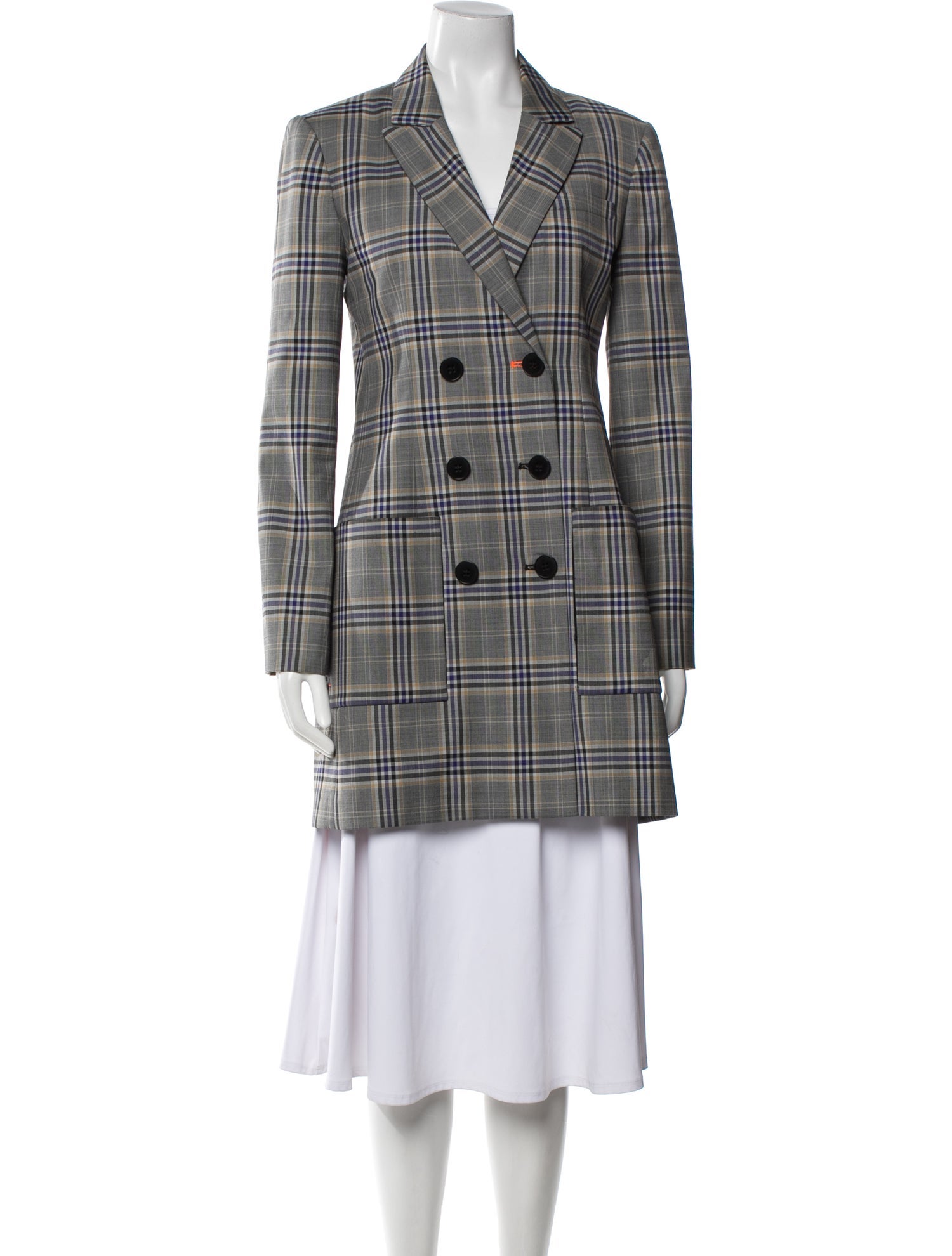 Tibi Plaid Print Peacoat