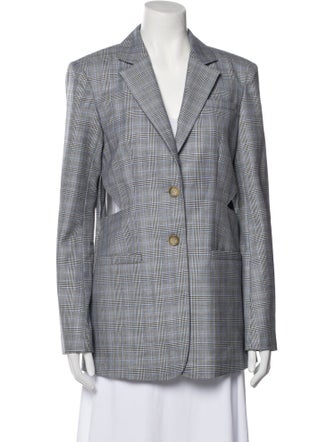 Tibi Wool Plaid Print Blazer