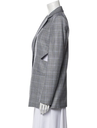 Tibi Wool Plaid Print Blazer