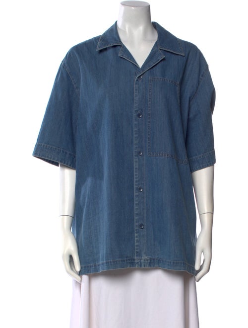 Tibi Short Sleeve Button-Up Top