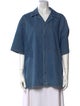 Tibi Short Sleeve Button-Up Top