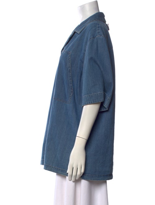 Tibi Short Sleeve Button-Up Top