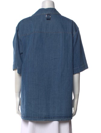 Tibi Short Sleeve Button-Up Top