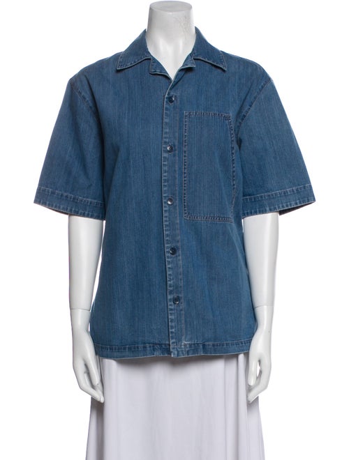 Tibi Short Sleeve Button-Up Top