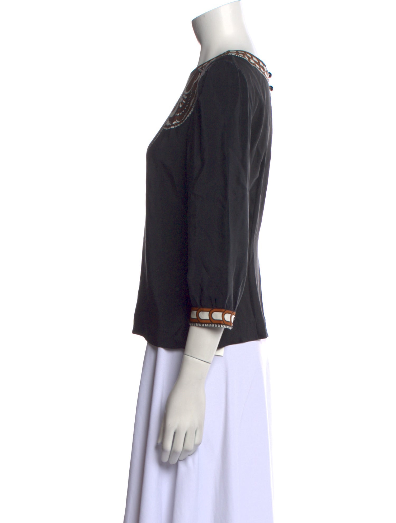 Tibi Bateau Neckline Three-Quarter Sleeve Sweatshirt