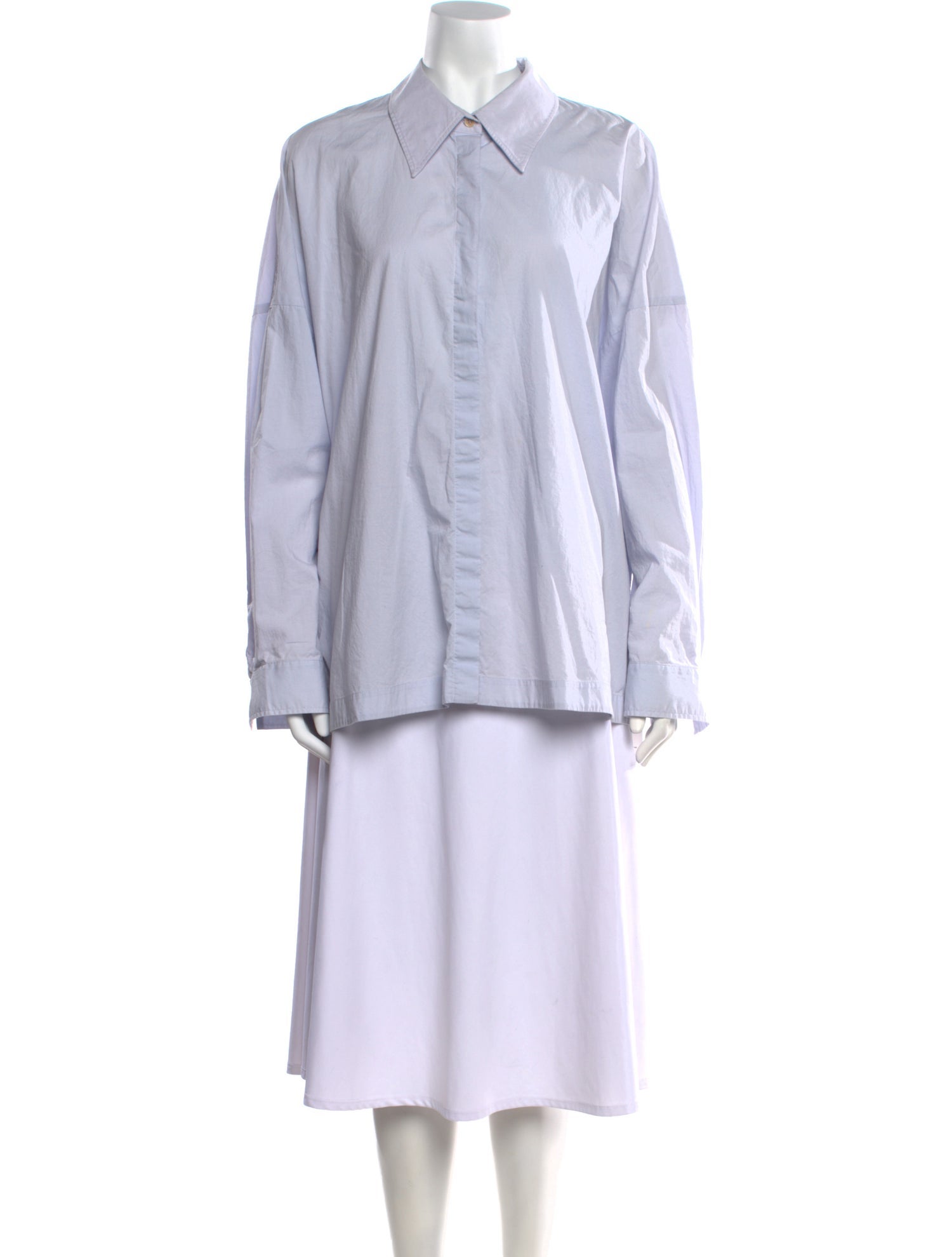 Tibi Long Sleeve Button-Up Top