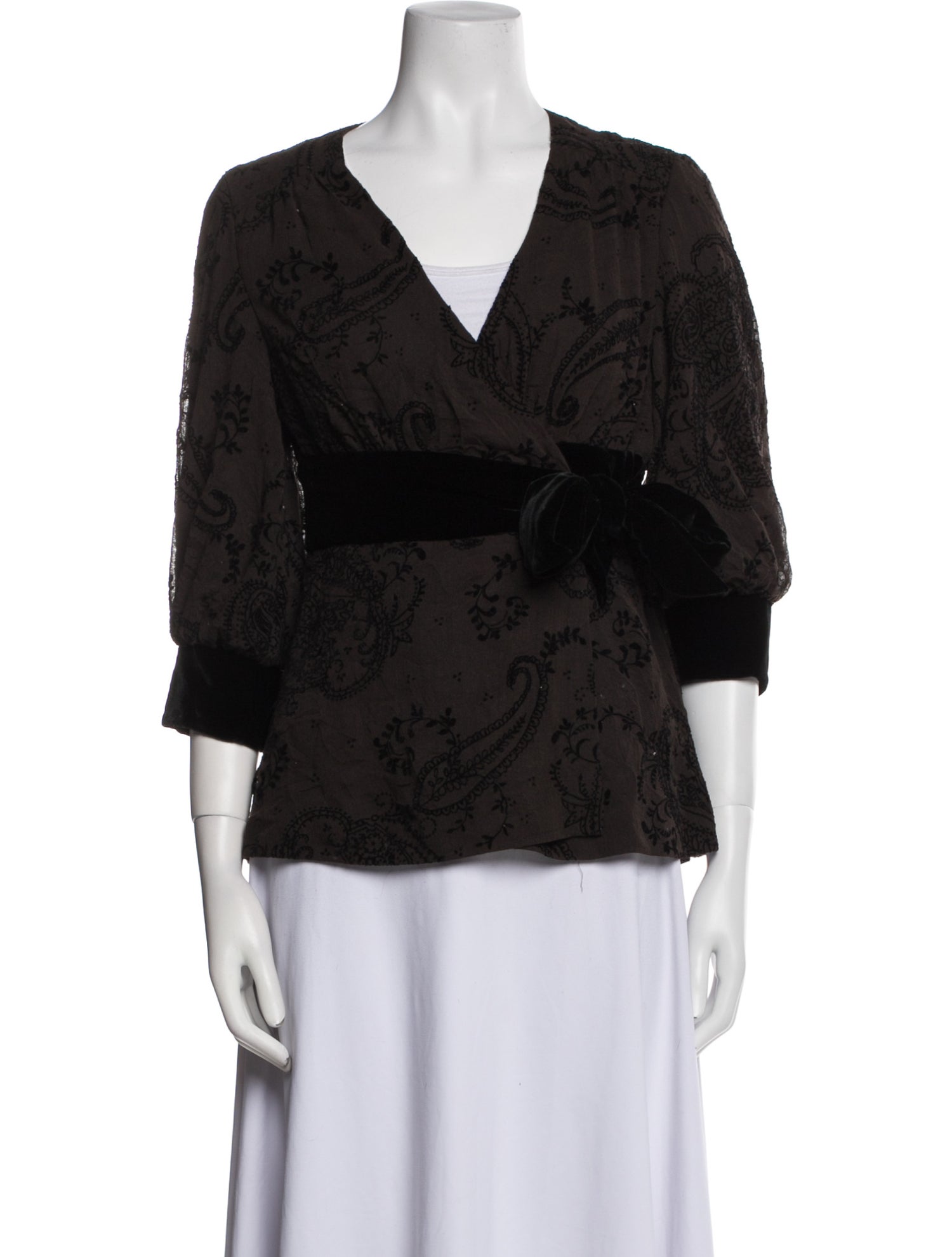 Tibi Floral Print V-Neck Blouse