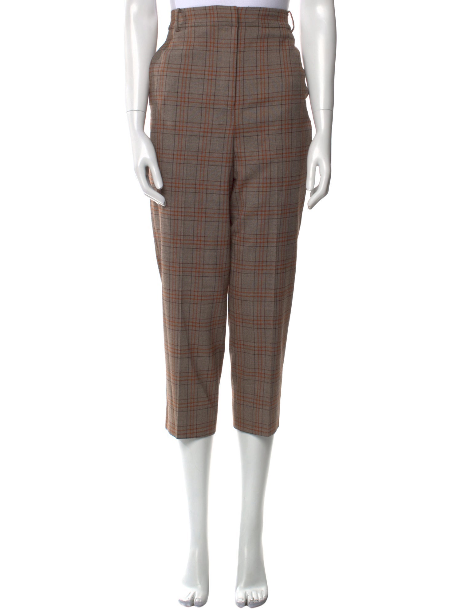 Tibi Plaid Print Straight Leg Pants