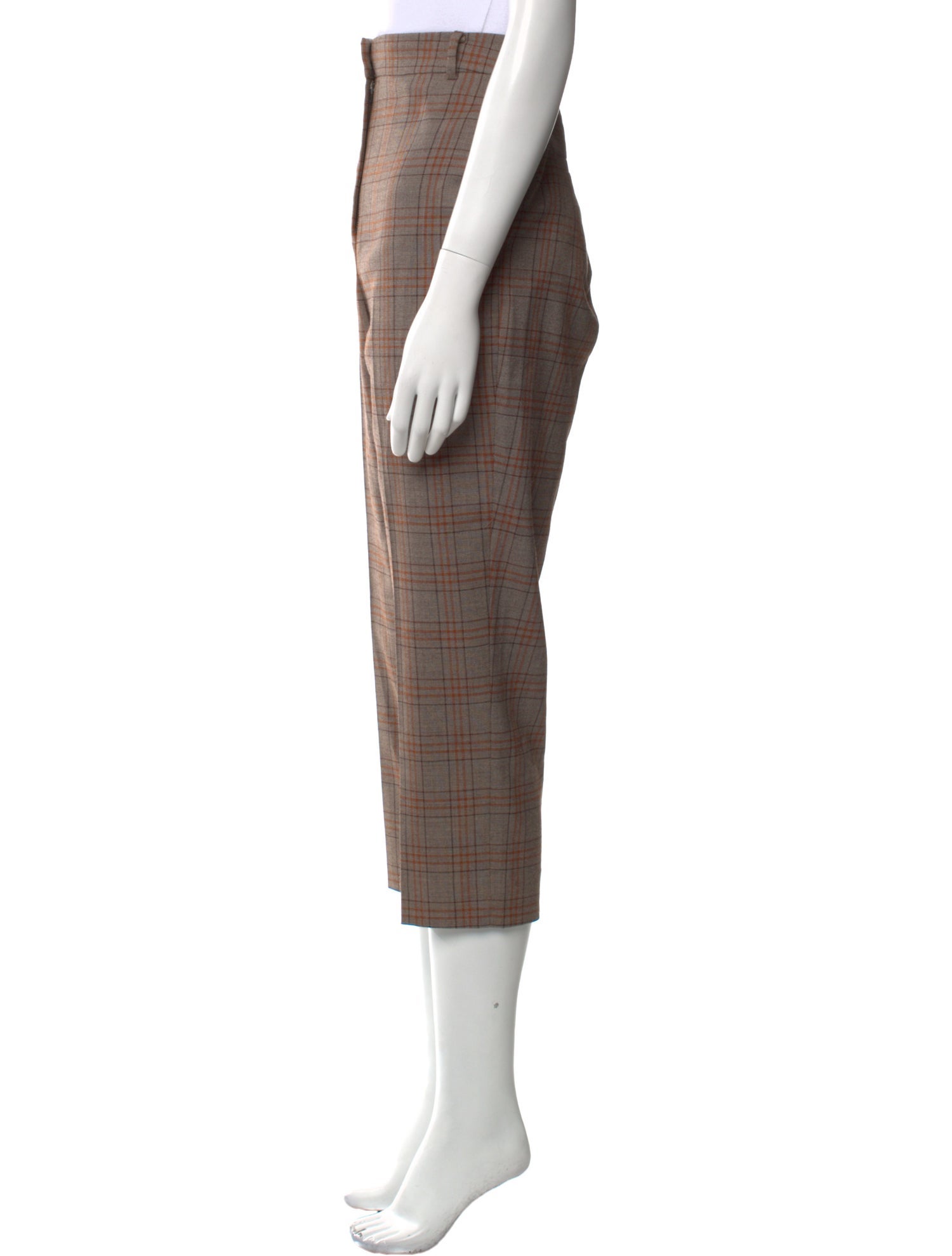 Tibi Plaid Print Straight Leg Pants