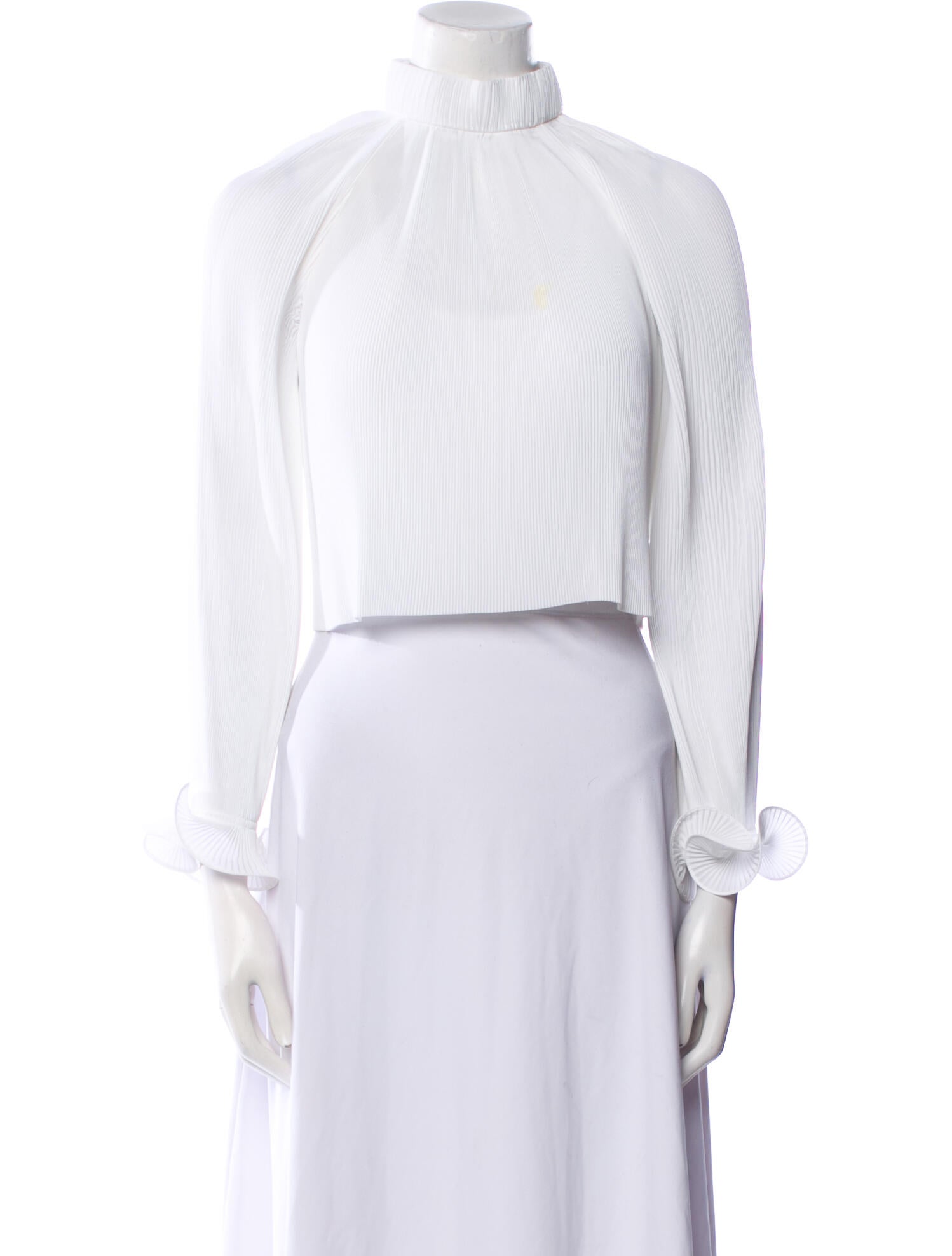 Tibi Mock Neck Long Sleeve Crop Top