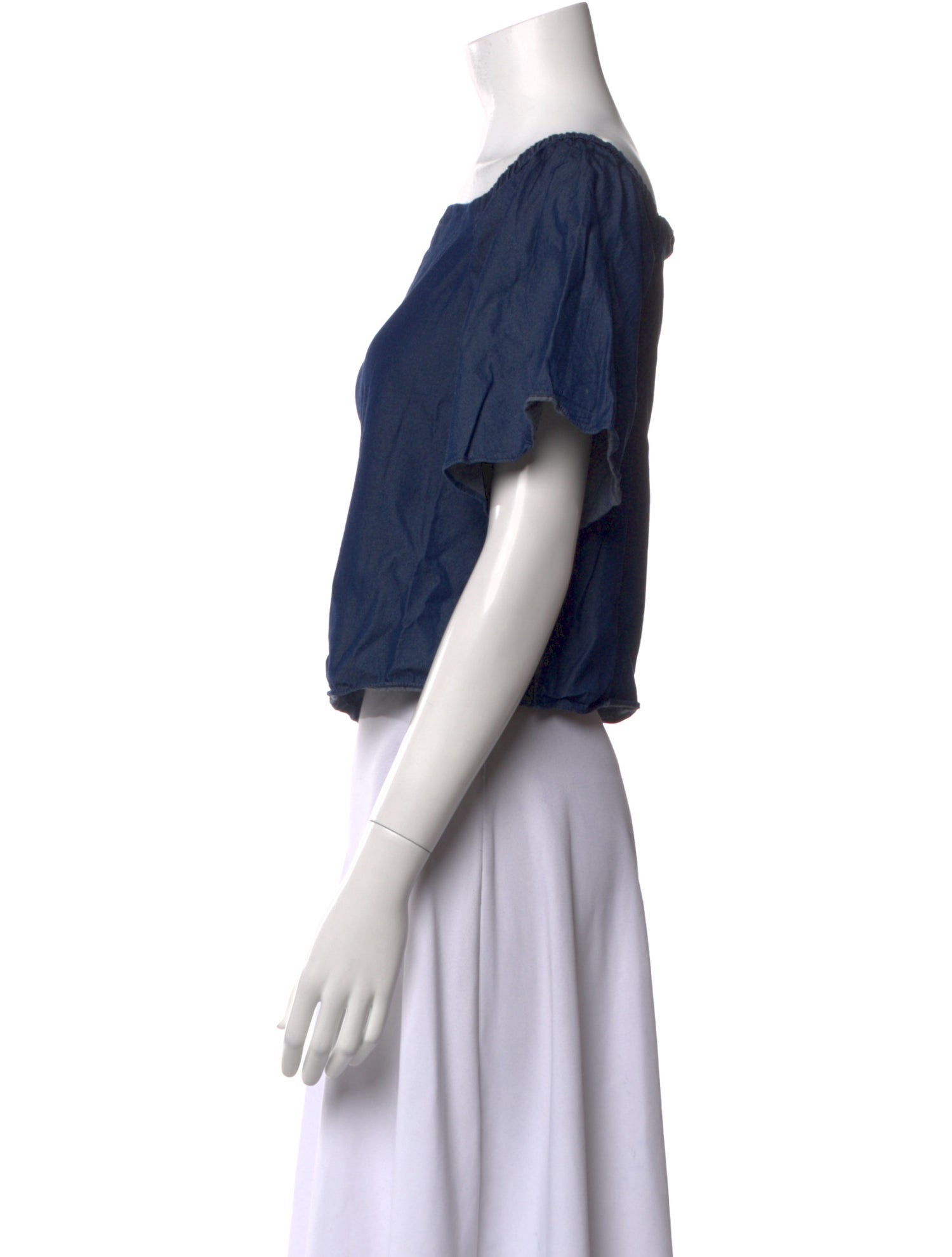 Tibi Bateau Neckline Short Sleeve Crop Top