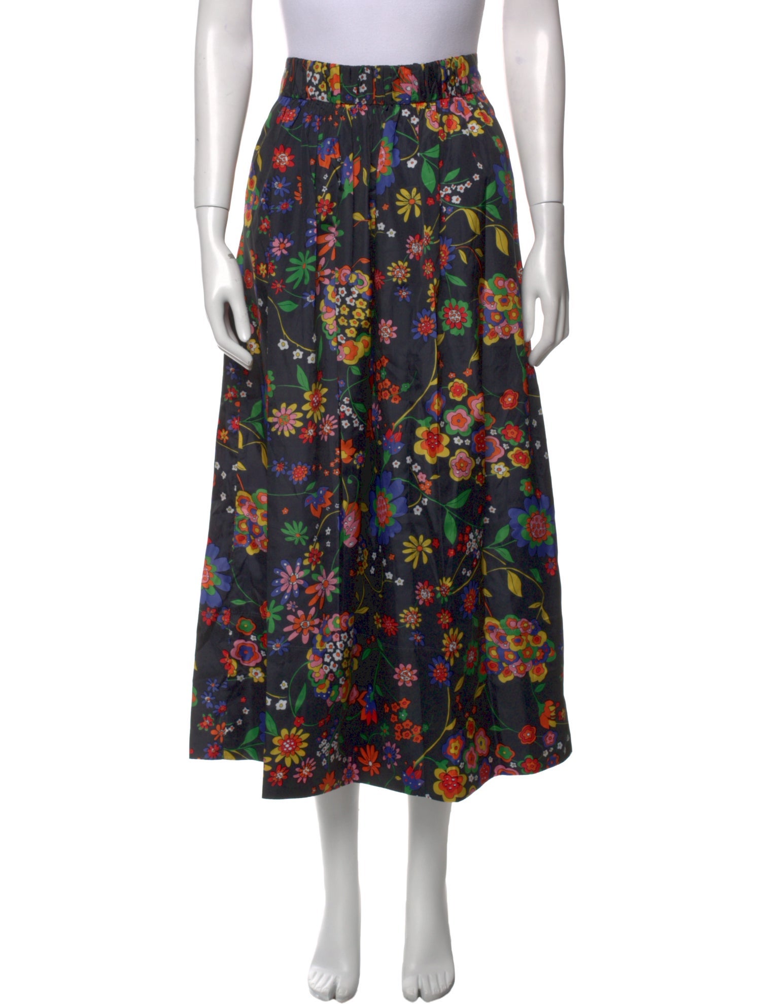 Tibi Floral Print Midi Length Skirt