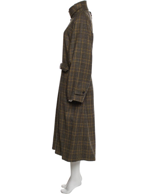 Tibi Wool Plaid Print Faux Fur Coat