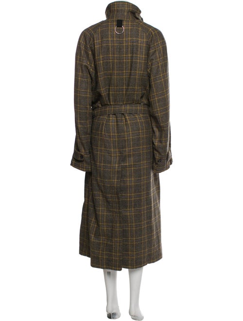 Tibi Wool Plaid Print Faux Fur Coat