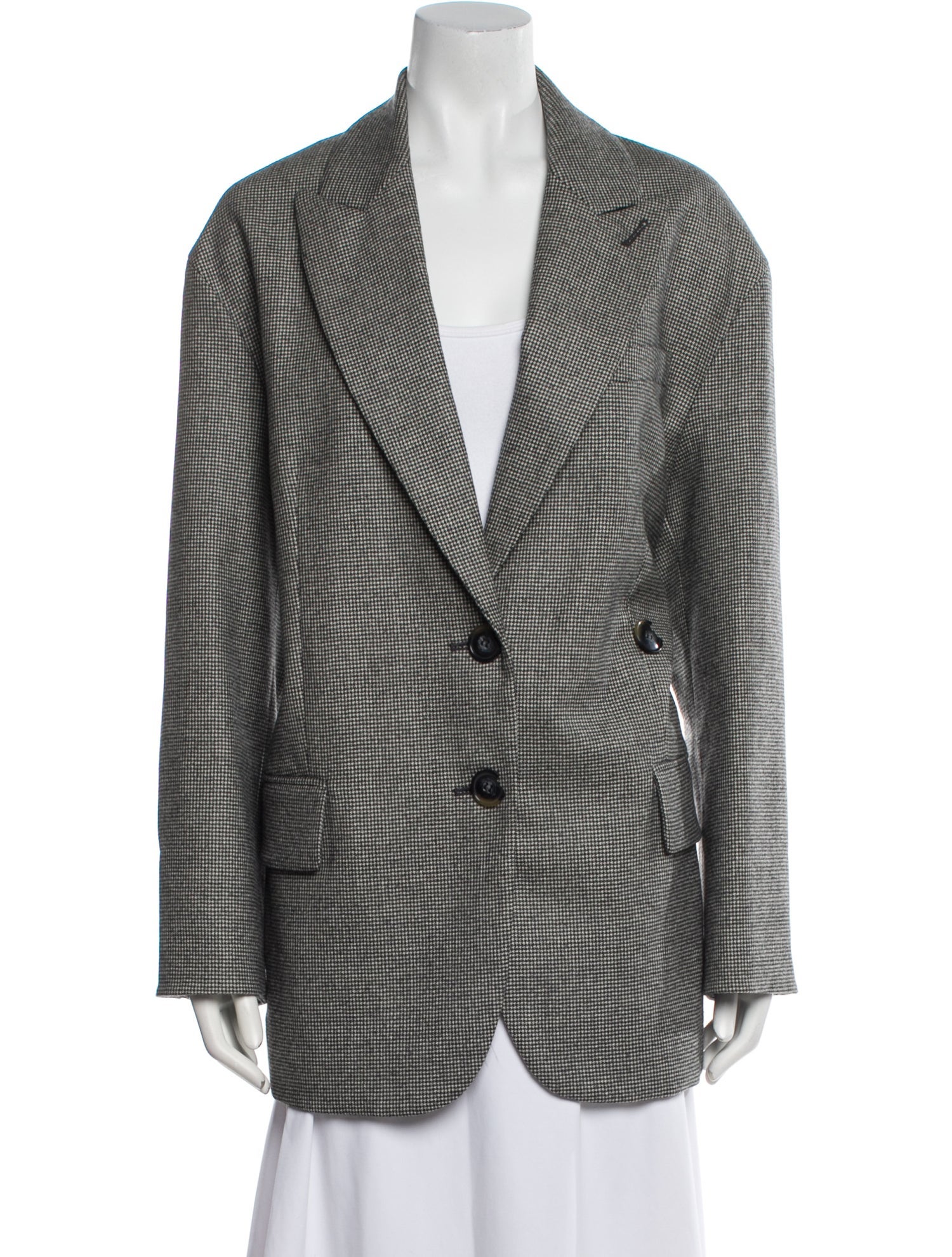 Tibi Wool Plaid Print Blazer