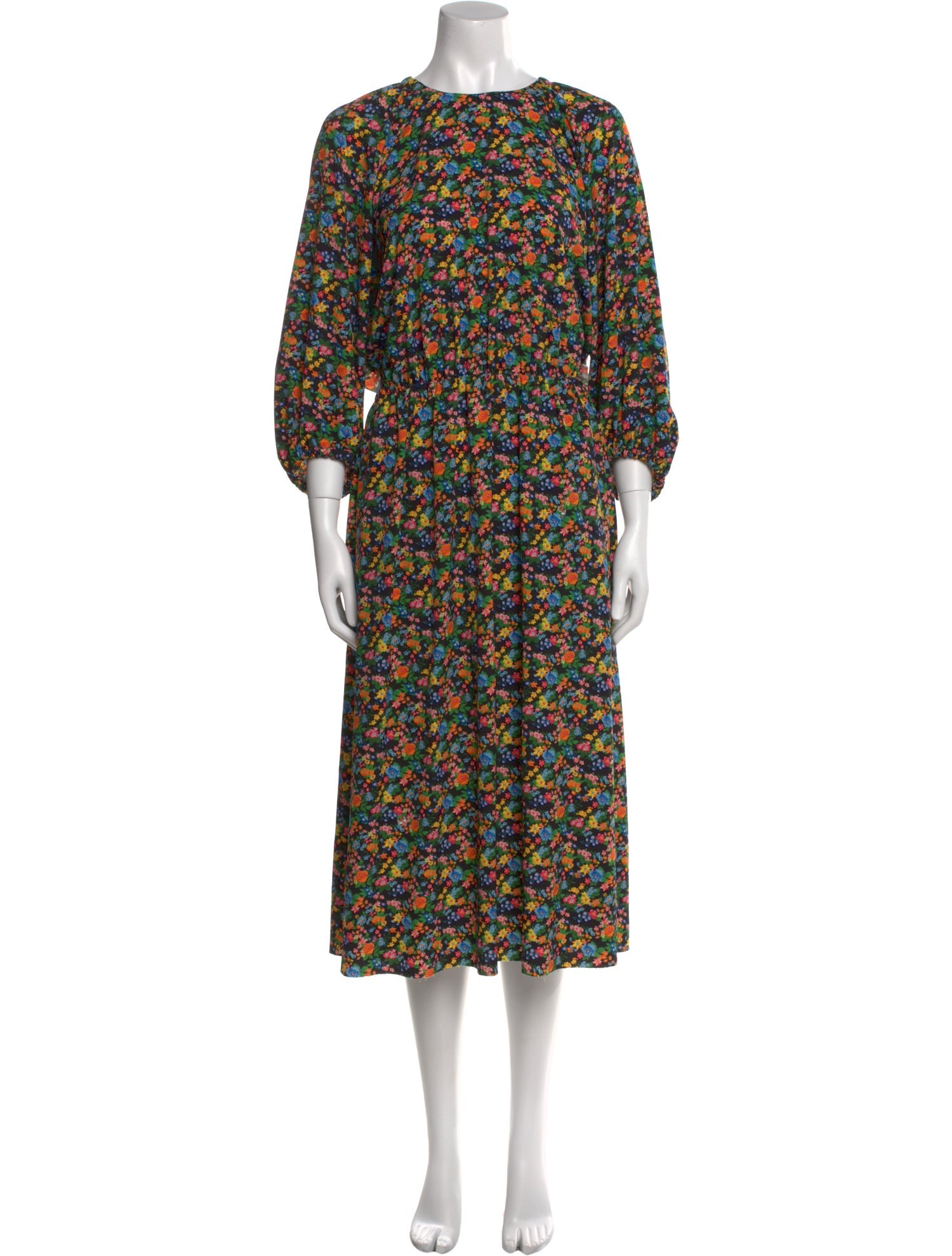 Tibi Floral Print Midi Length Dress