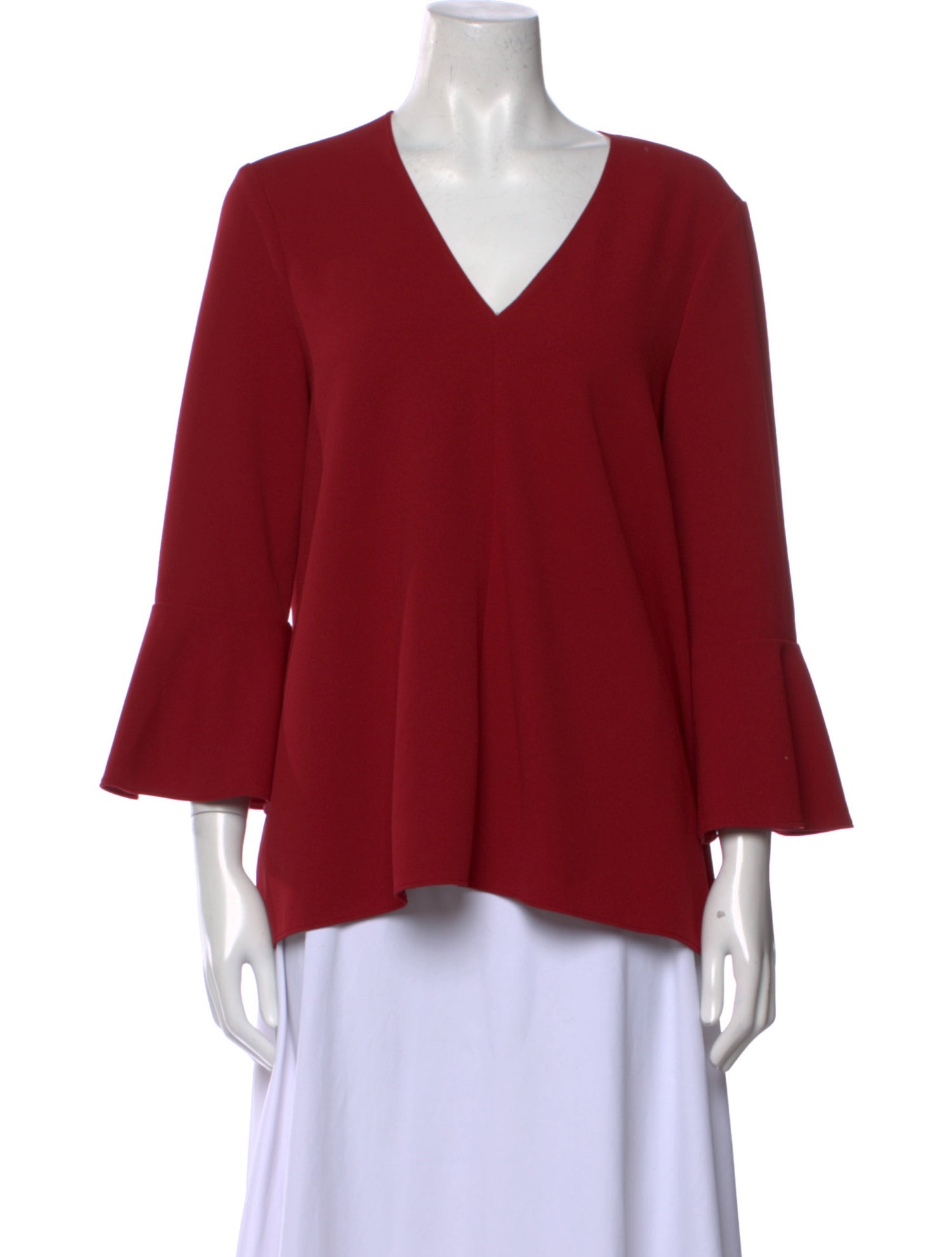 Tibi V-Neck Three-Quarter Sleeve Blouse