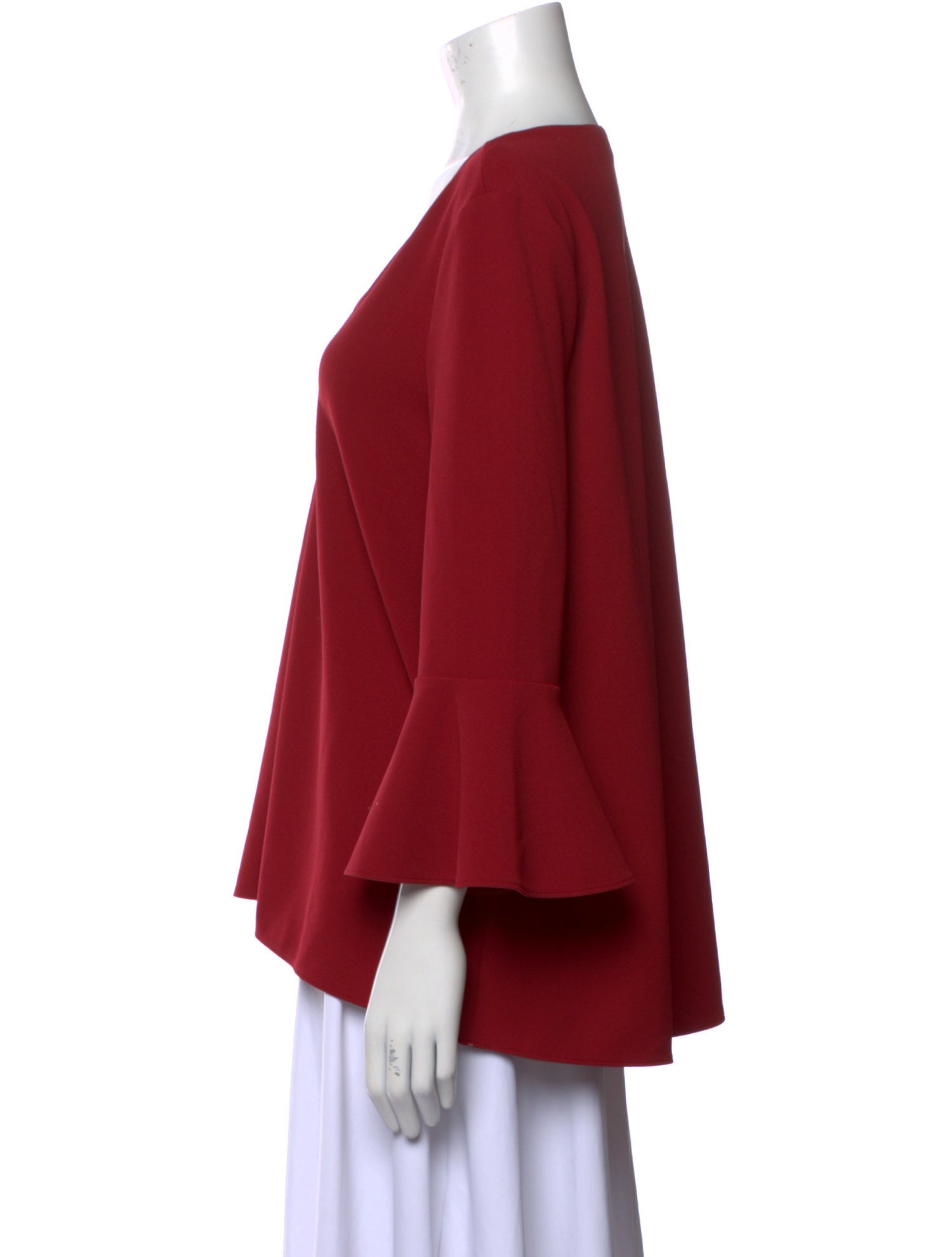 Tibi V-Neck Three-Quarter Sleeve Blouse