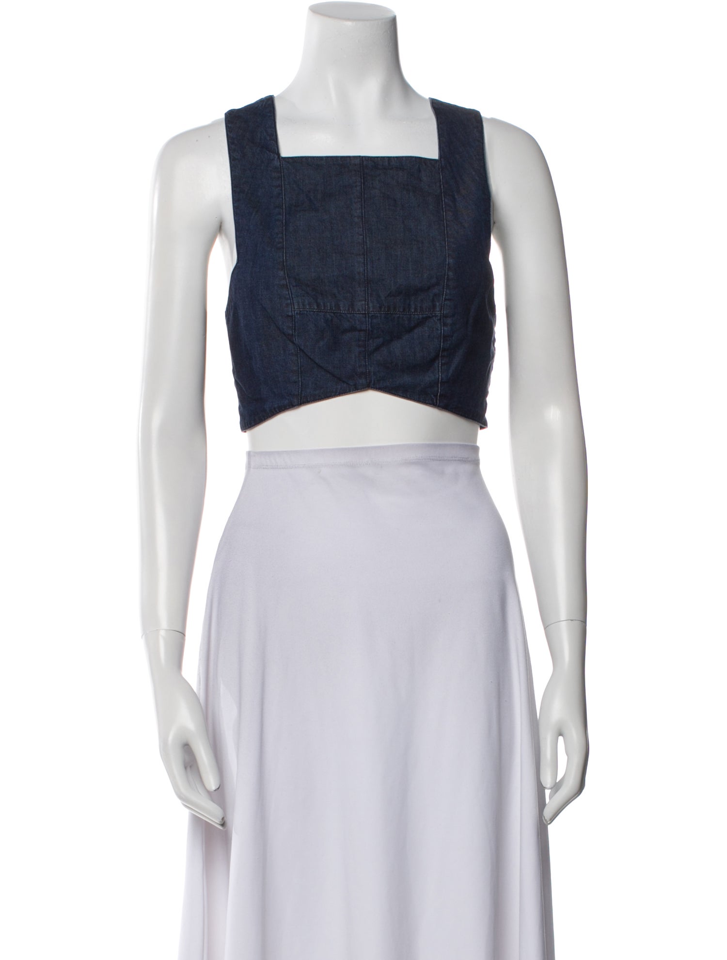 Tibi Square Neckline Sleeveless Crop Top