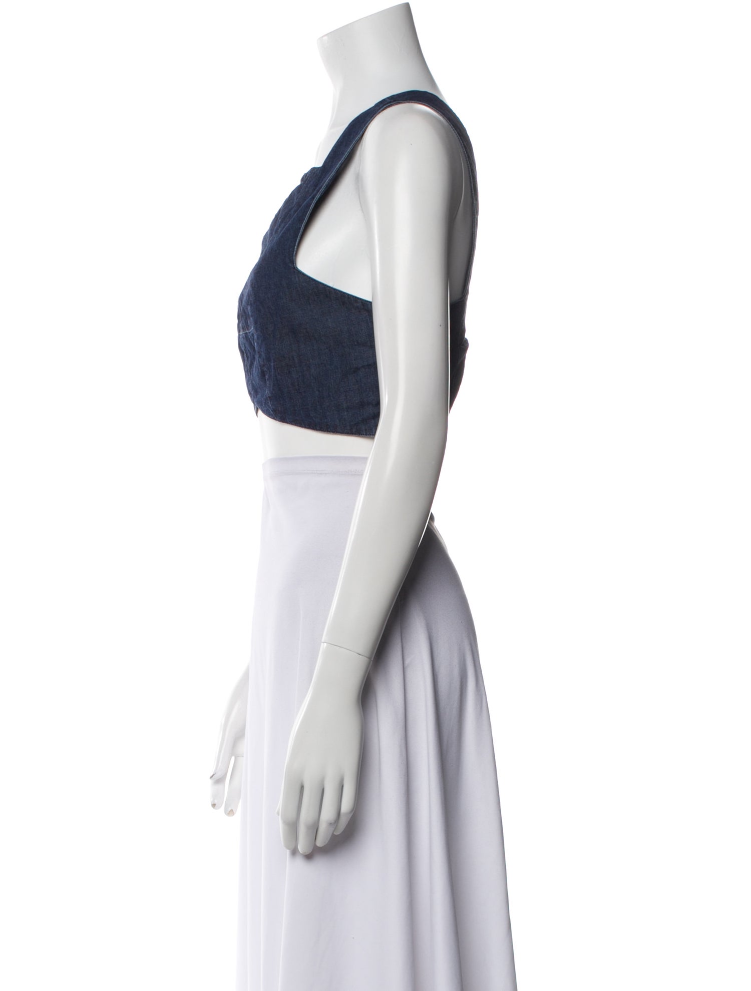 Tibi Square Neckline Sleeveless Crop Top