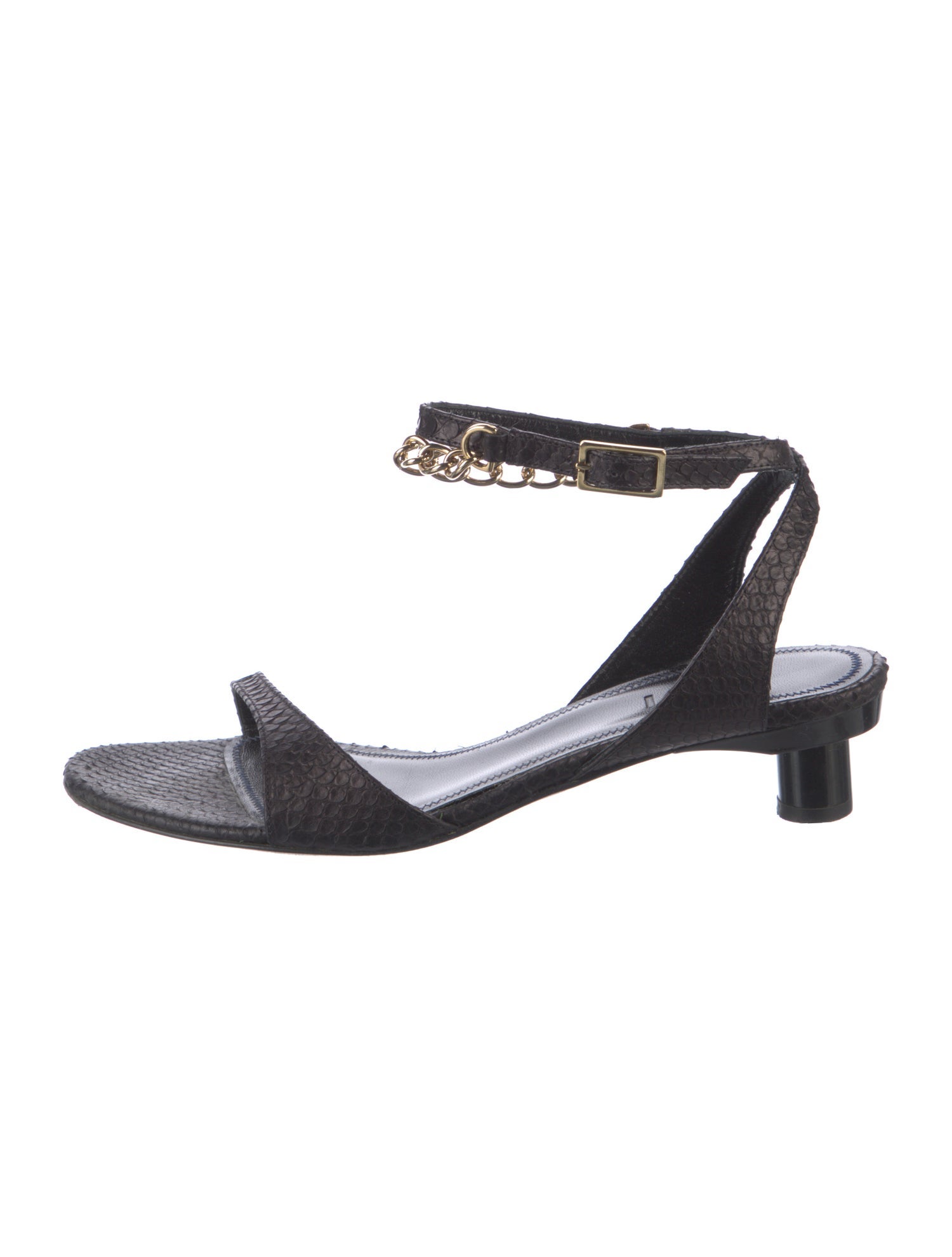 Tibi Snakeskin Chain-Link Accents Sandals