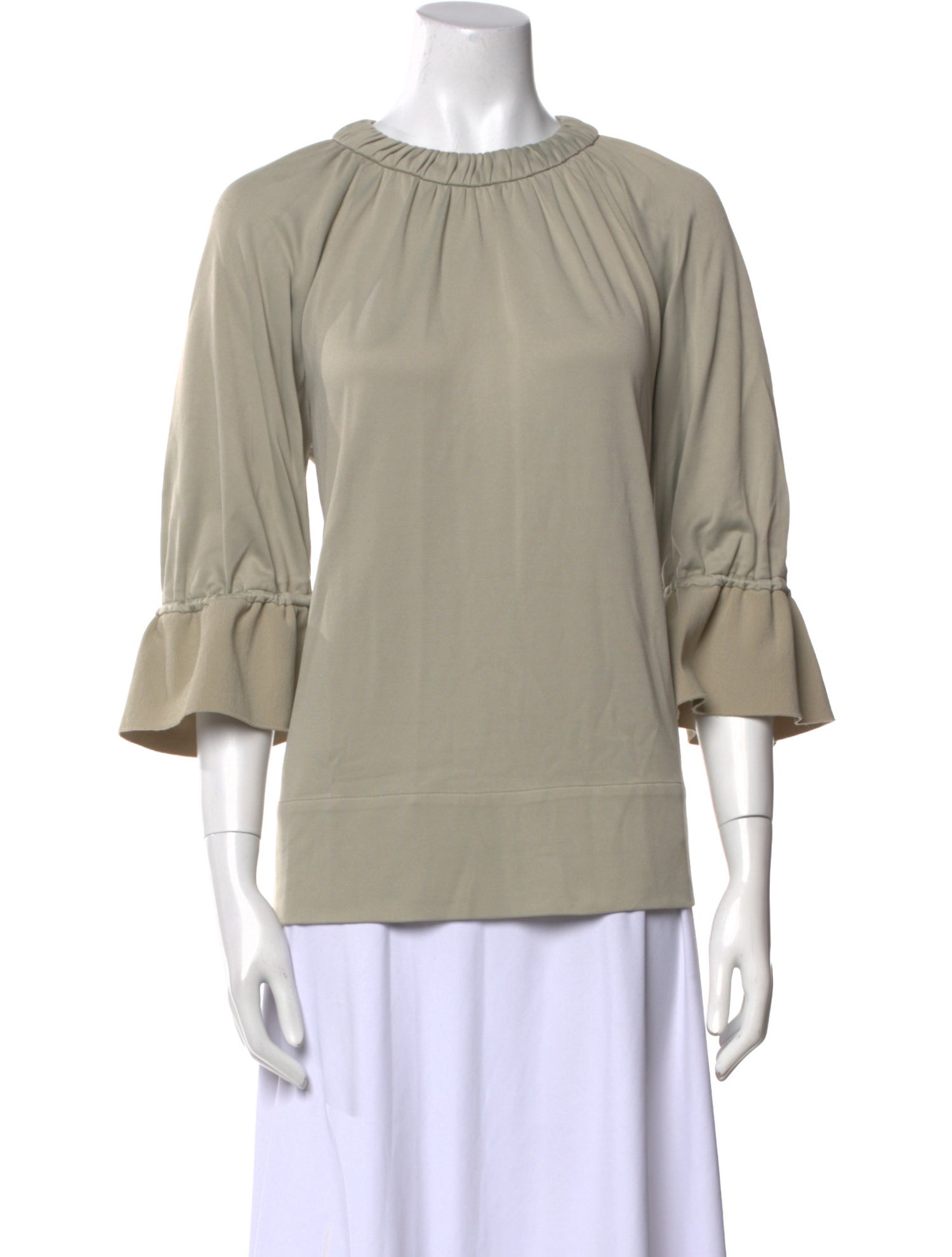 Tibi Bateau Neckline Three-Quarter Sleeve Blouse