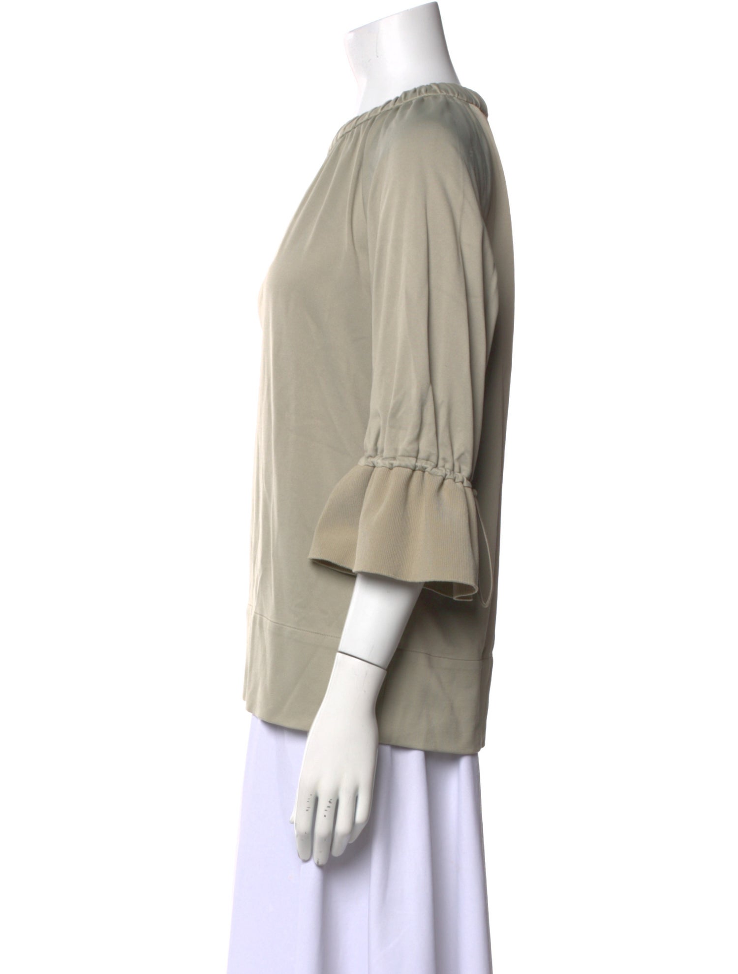 Tibi Bateau Neckline Three-Quarter Sleeve Blouse