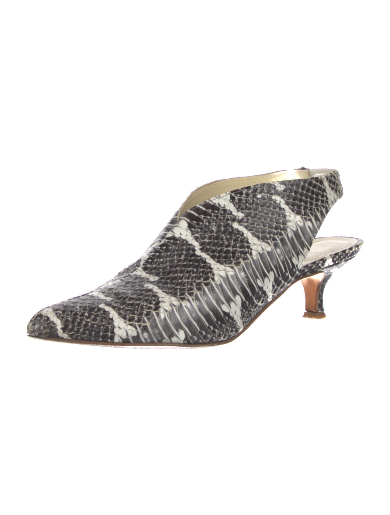 Tibi Python Animal Print Slingback Pumps