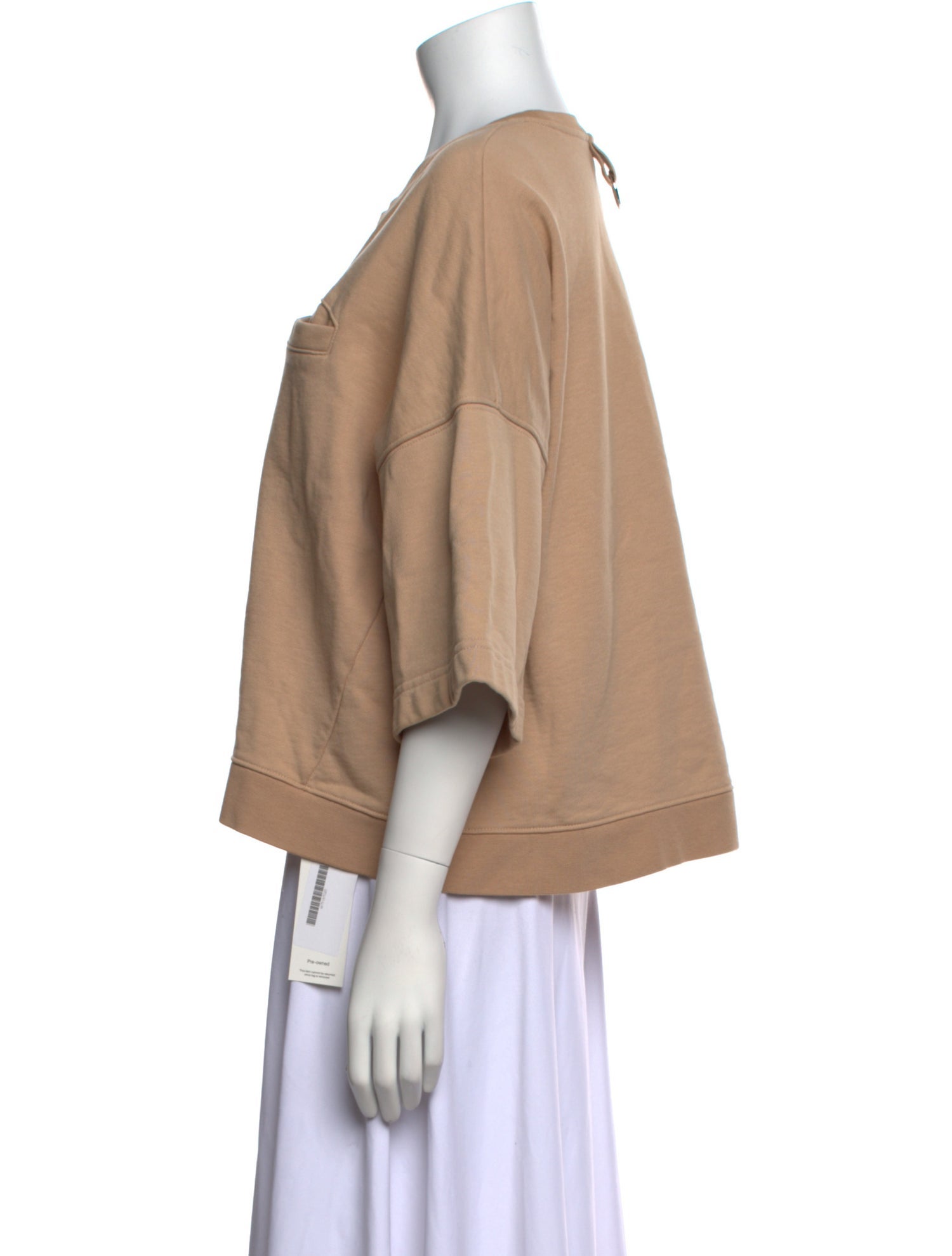 Tibi Crew Neck Three-Quarter Sleeve Sweatshirt