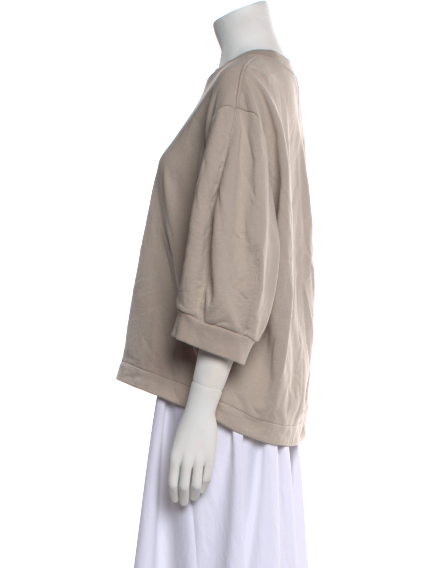 Tibi Crew Neck Three-Quarter Sleeve Sweatshirt