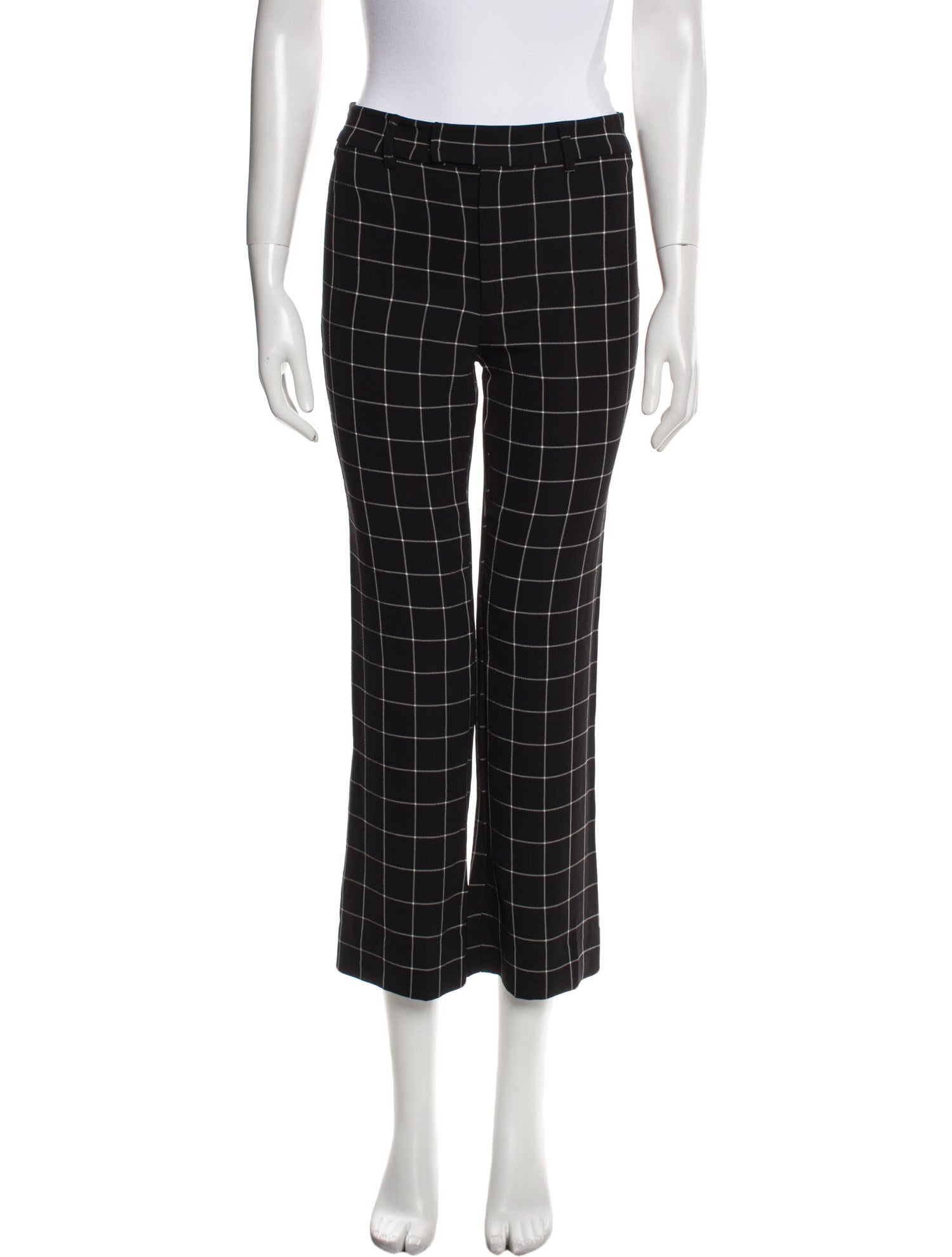 Tibi Plaid Print Straight Leg Pants