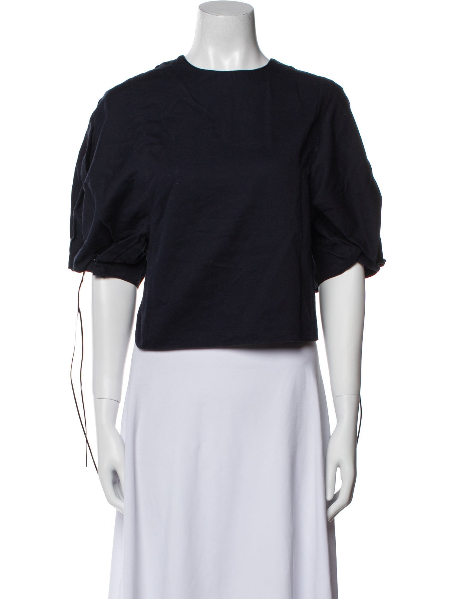 Tibi Crew Neck Short Sleeve Crop Top