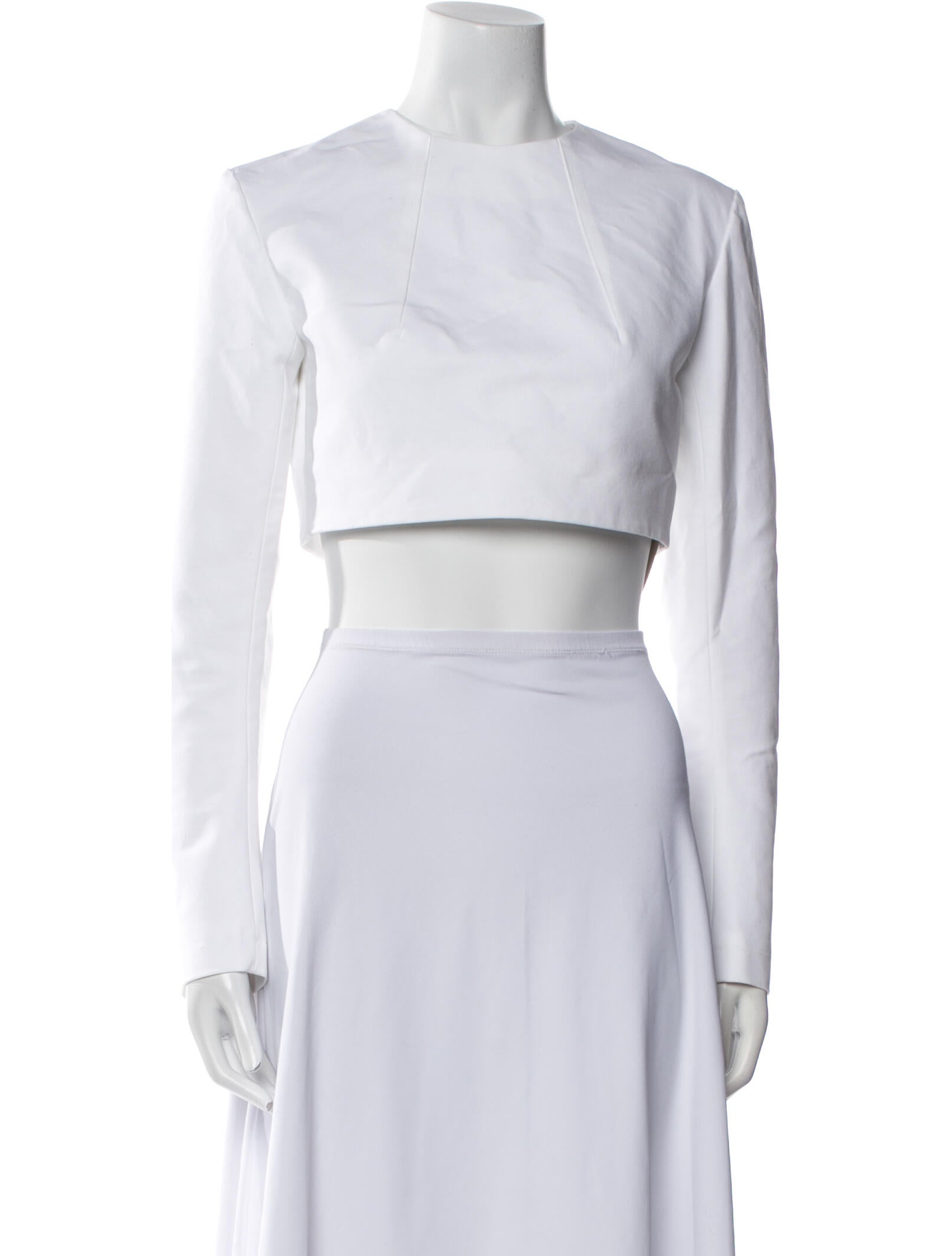 Tibi Mock Neck Long Sleeve Crop Top