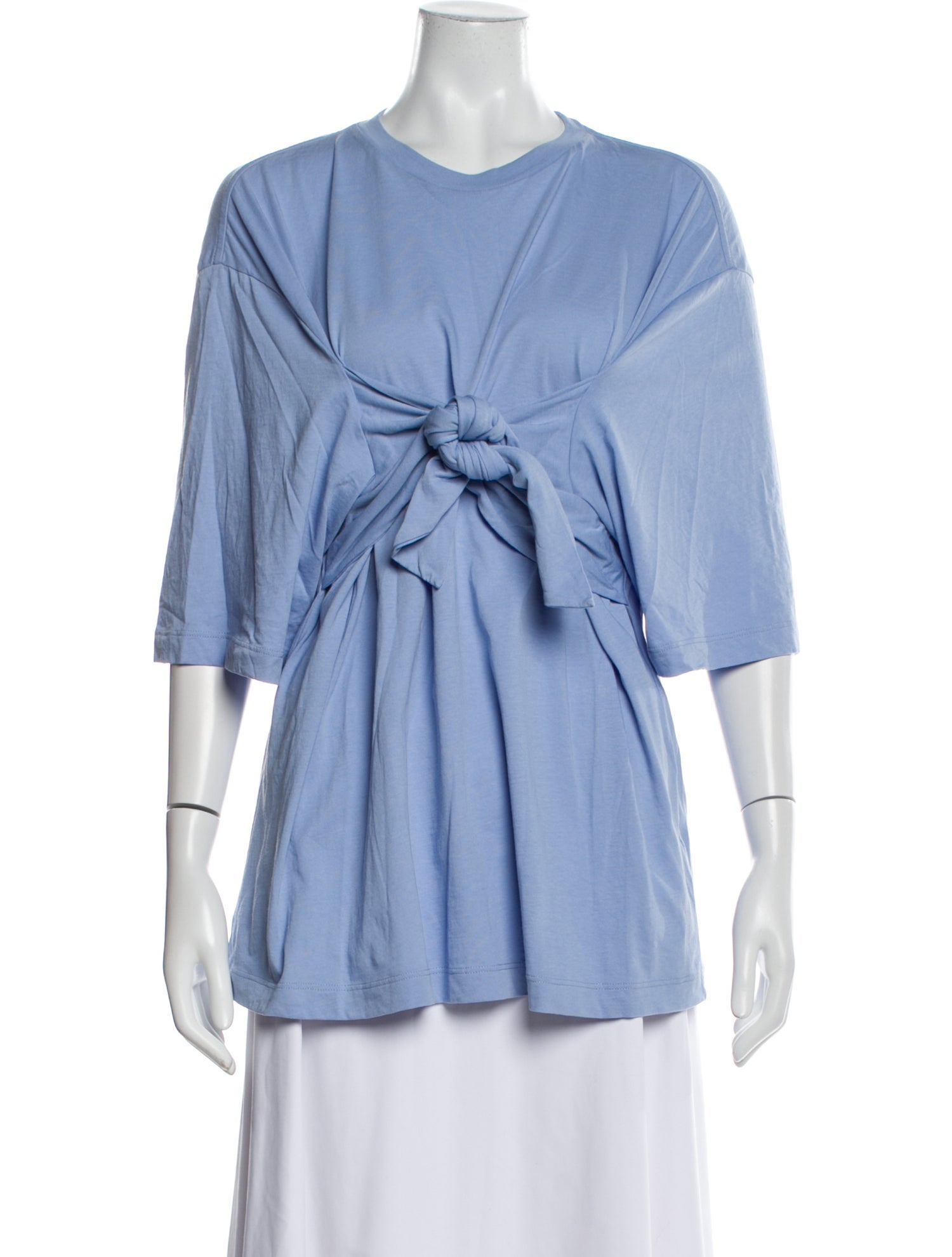 Tibi Crew Neck Three-Quarter Sleeve Blouse