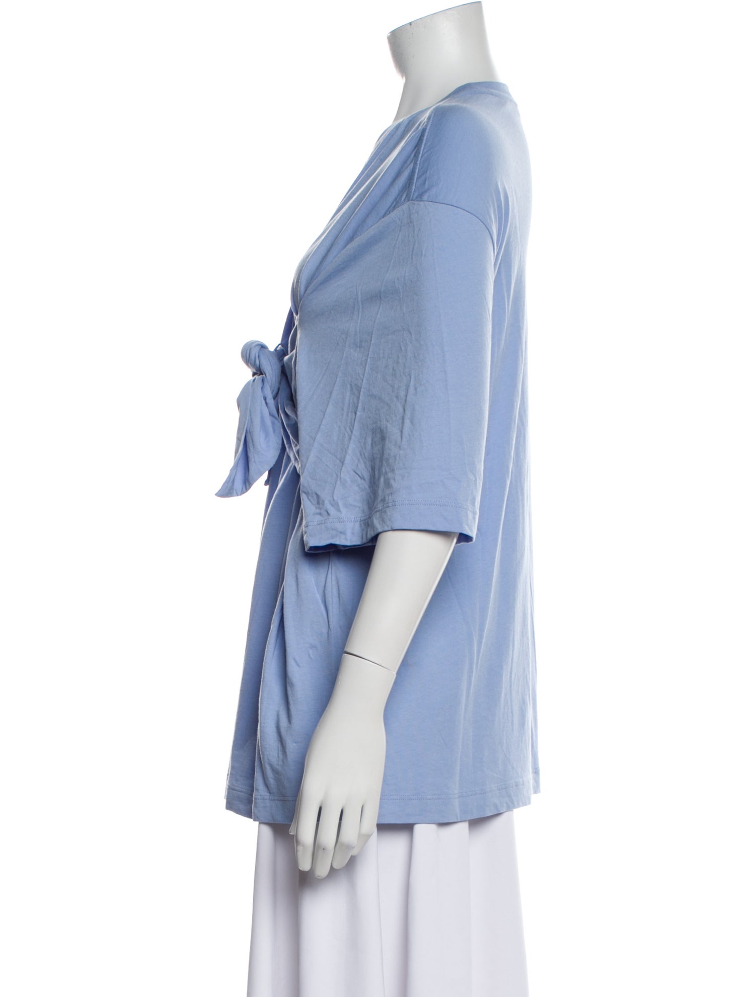 Tibi Crew Neck Three-Quarter Sleeve Blouse