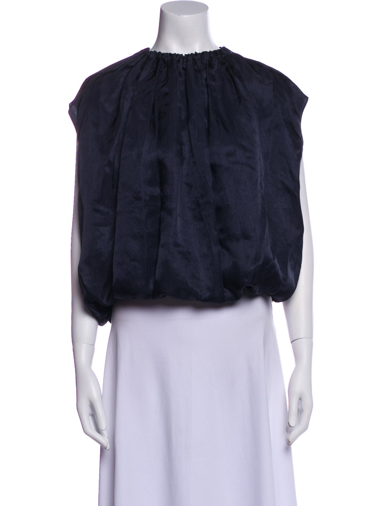 Tibi Mock Neck Three-Quarter Sleeve Crop Top