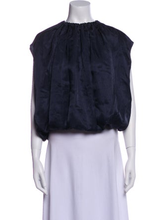 Tibi Mock Neck Three-Quarter Sleeve Crop Top