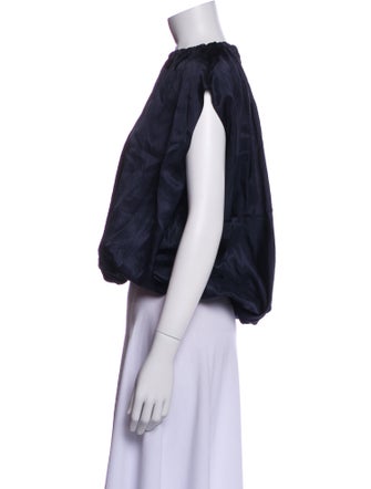 Tibi Mock Neck Three-Quarter Sleeve Crop Top