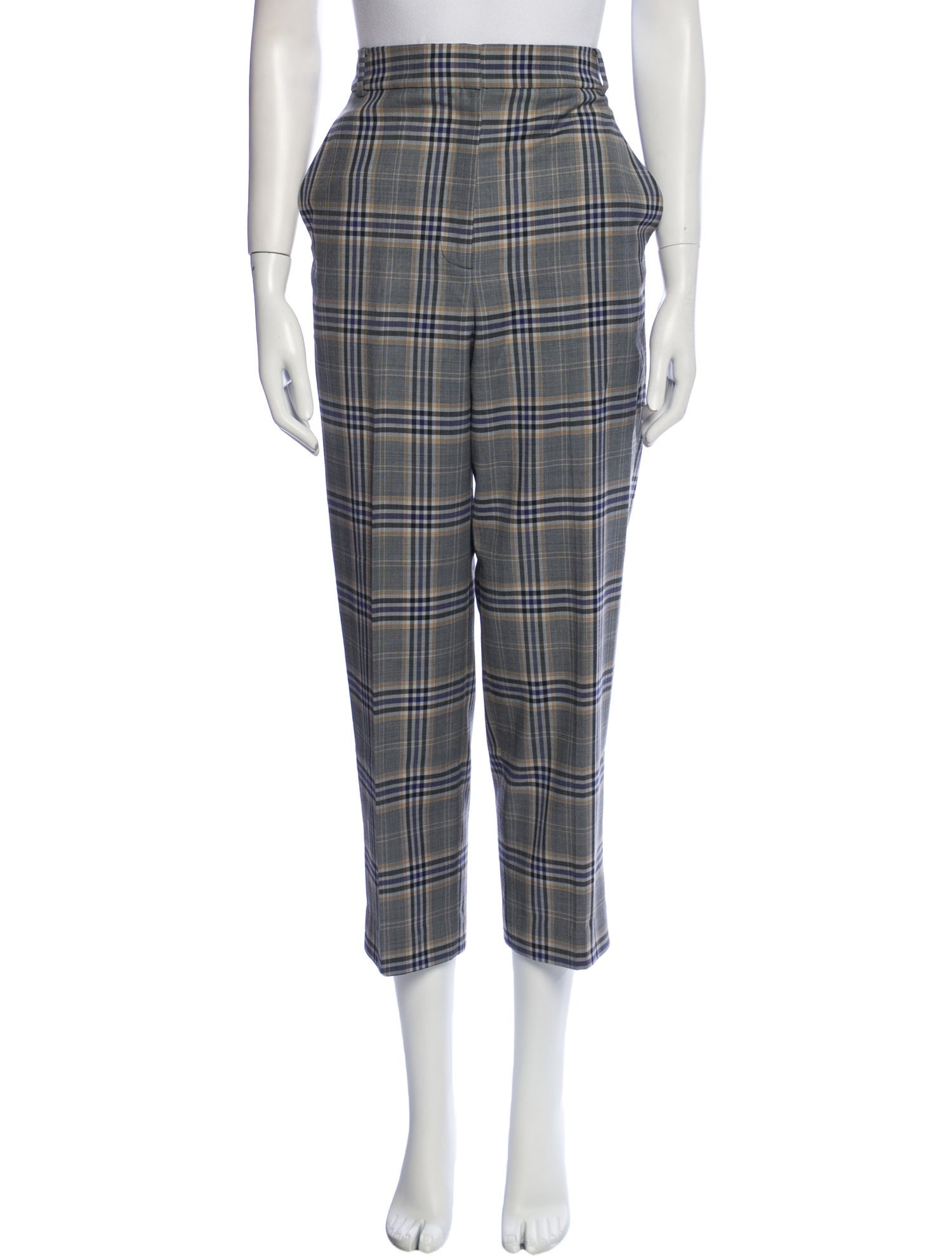 Tibi Plaid Print Straight Leg Pants