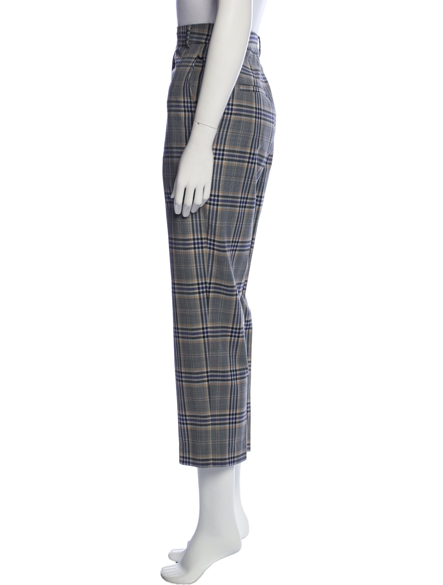 Tibi Plaid Print Straight Leg Pants
