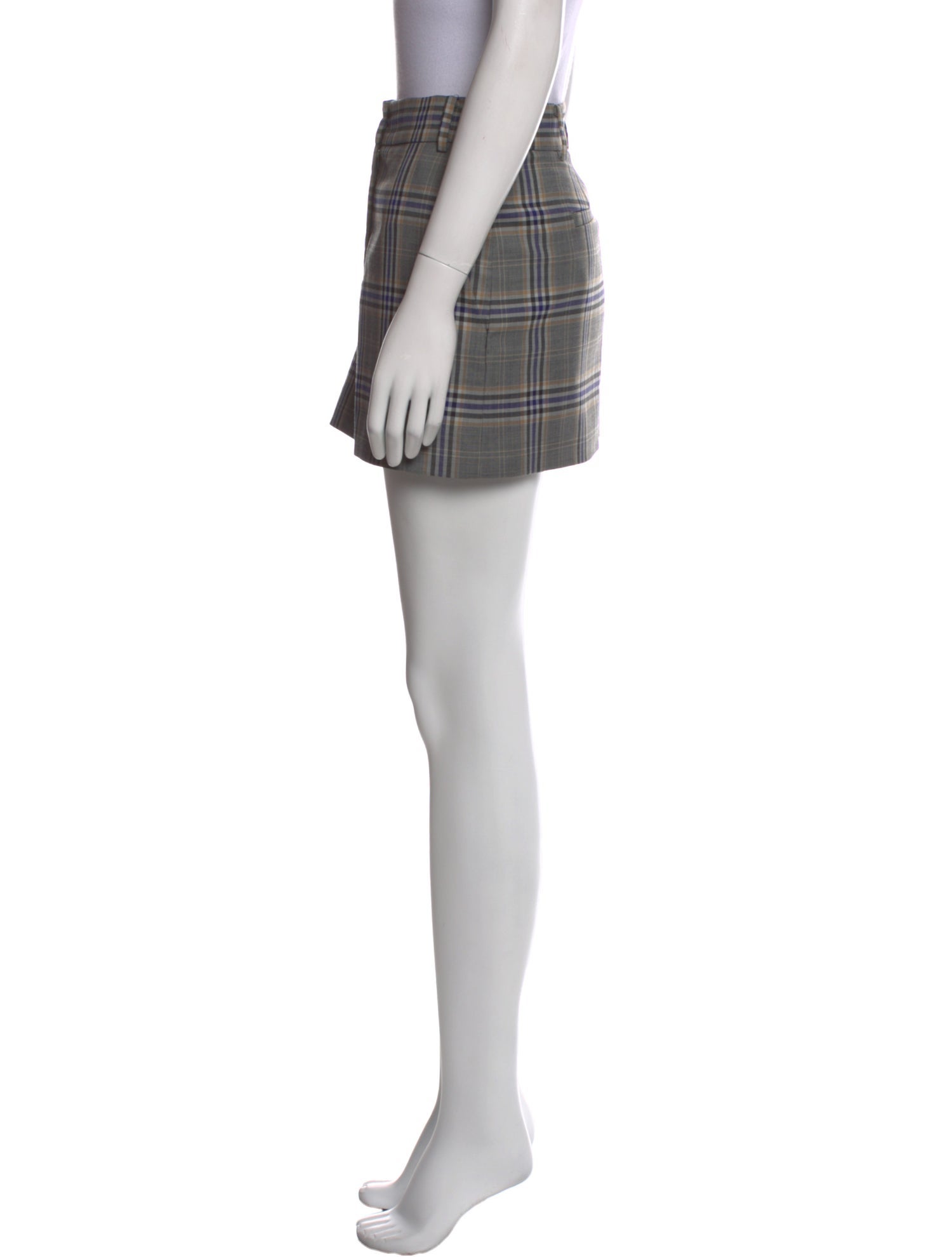 Tibi Plaid Print Mini Skirt