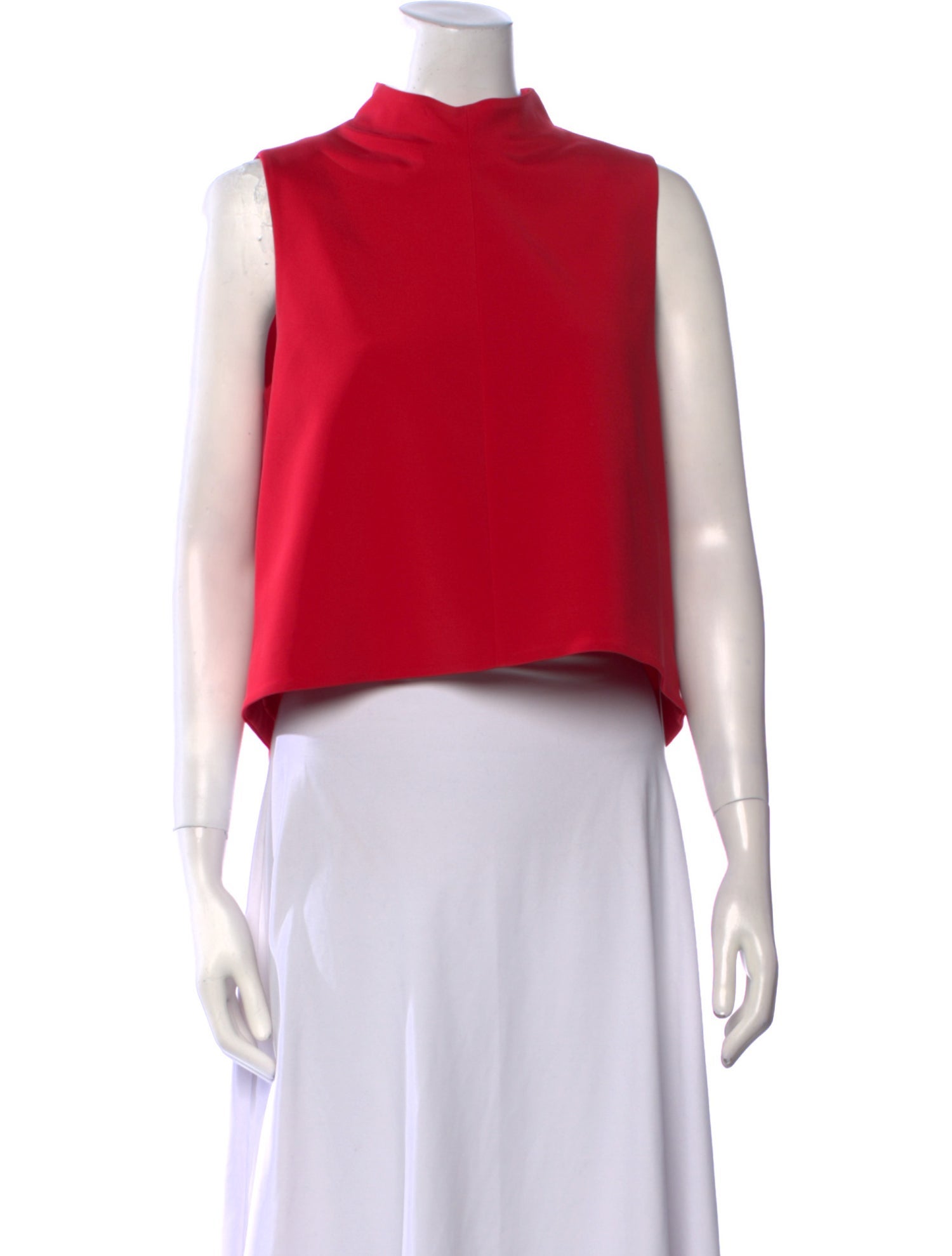 Tibi Mock Neck Sleeveless Crop Top