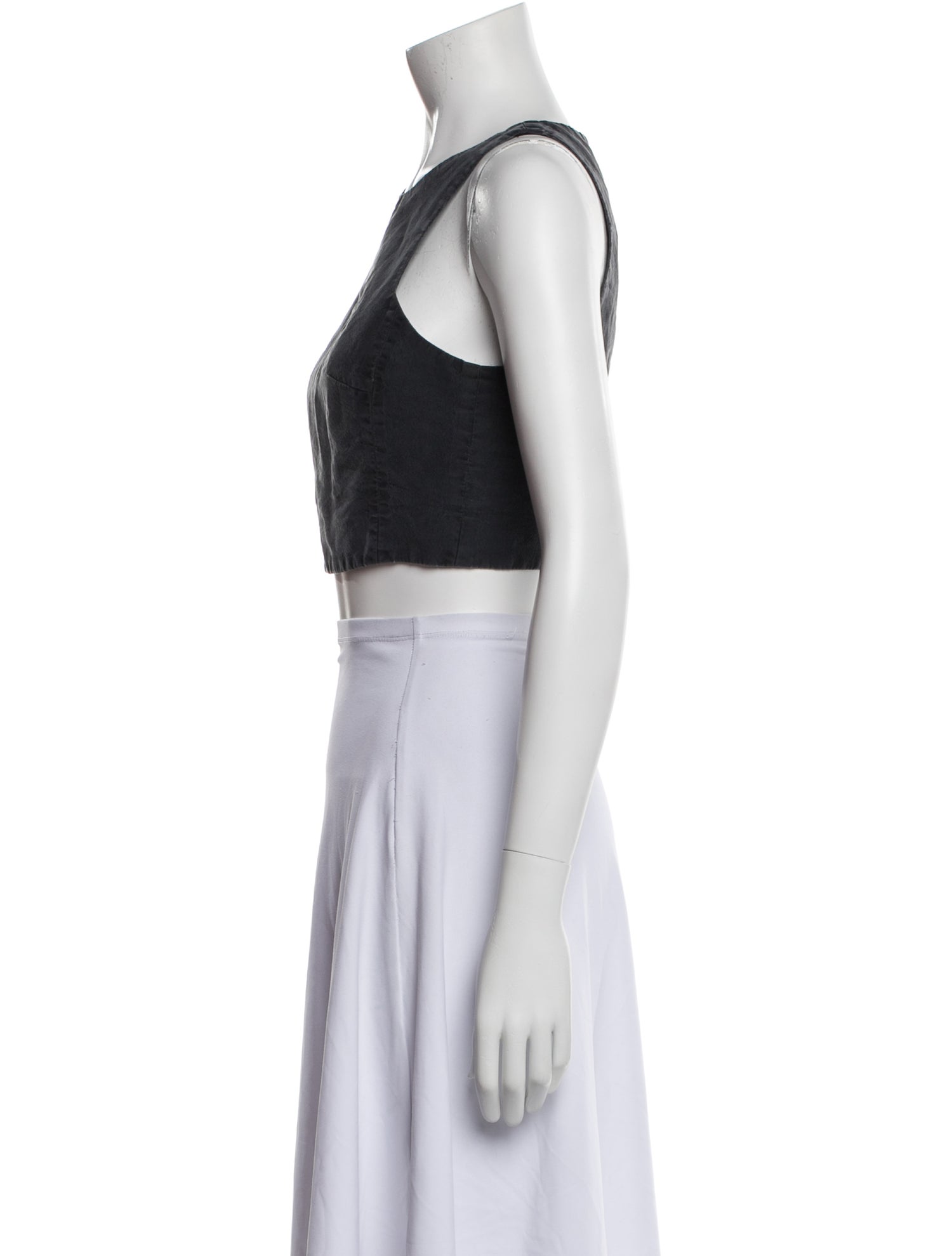 Tibi Scoop Neck Sleeveless Crop Top