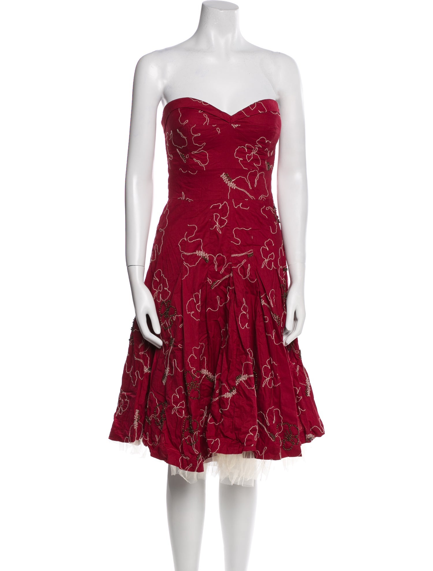 Tibi Strapless Knee-Length Dress