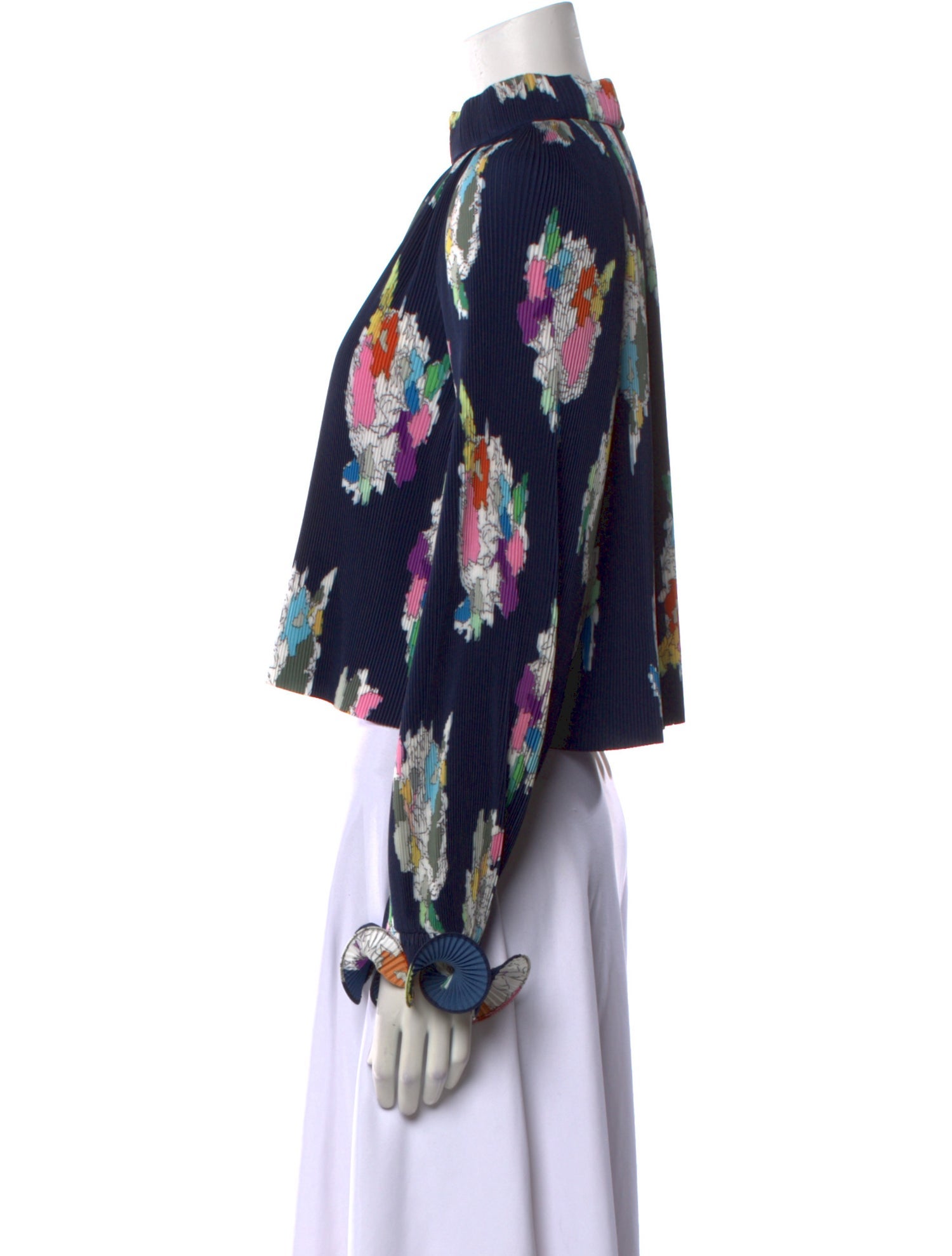 Tibi Floral Print Mock Neck Blouse